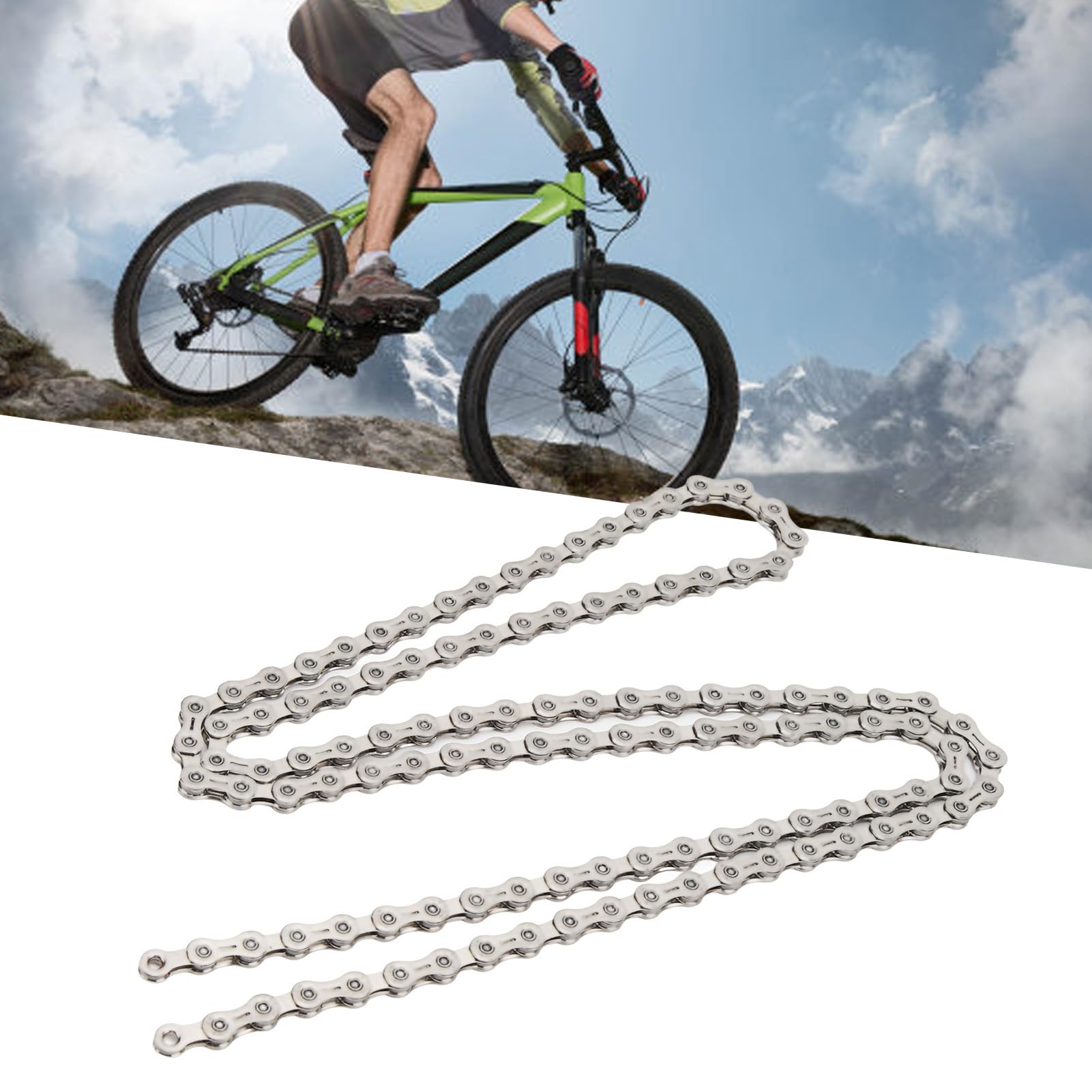 Leichte 11-Gang-Fahrradkette aus Silbernem Stahl mit Clips für Mountainbikes, Langlebiges Geschmiedetes Design, Halbhohl, Präzise Konstruktion, Anwendbar für Radfahrer