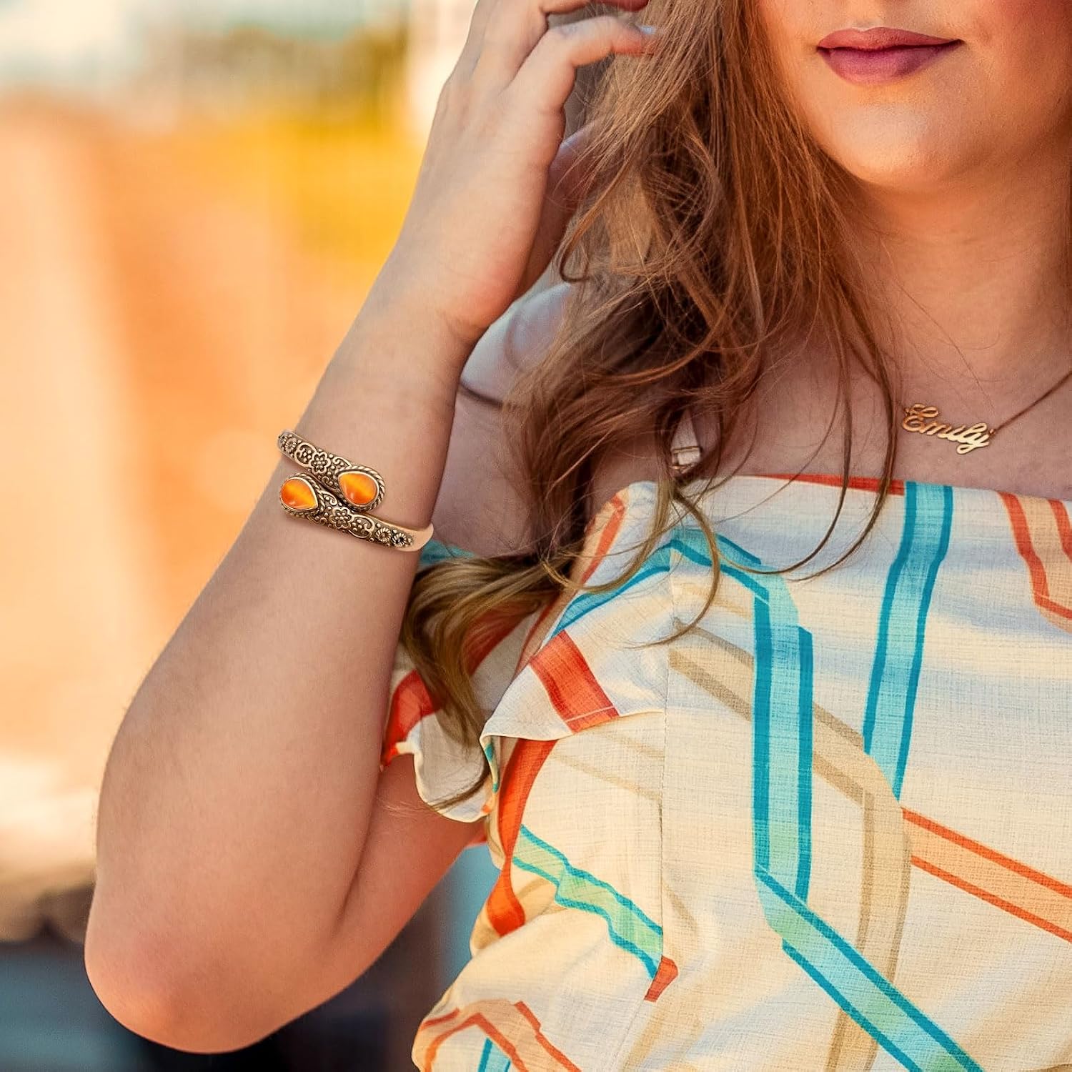 JEROOT Copper Bracelet for Women 99.99% Pure Solid Copper Magnetic Bracelet with Turquoise, Adjustable Cuff Elegant Jewelry Gift for Mom Wife