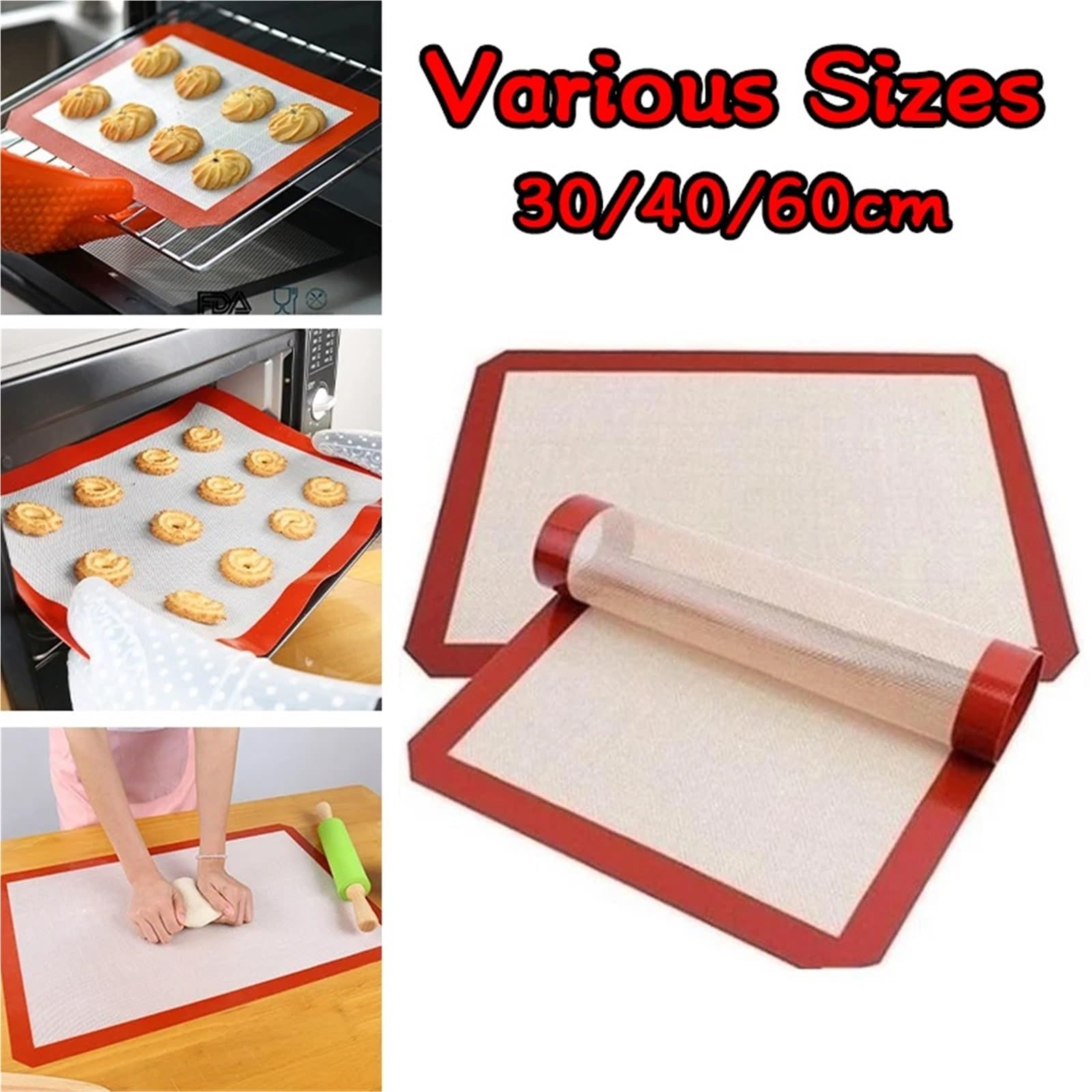 2 pezzi tappetino da forno antiaderente macaron fondente for biscotti foglio strumenti for pasticceria for pasta rotolante for torta cucina Per Biscotti, Impasti(42x29.5cm)