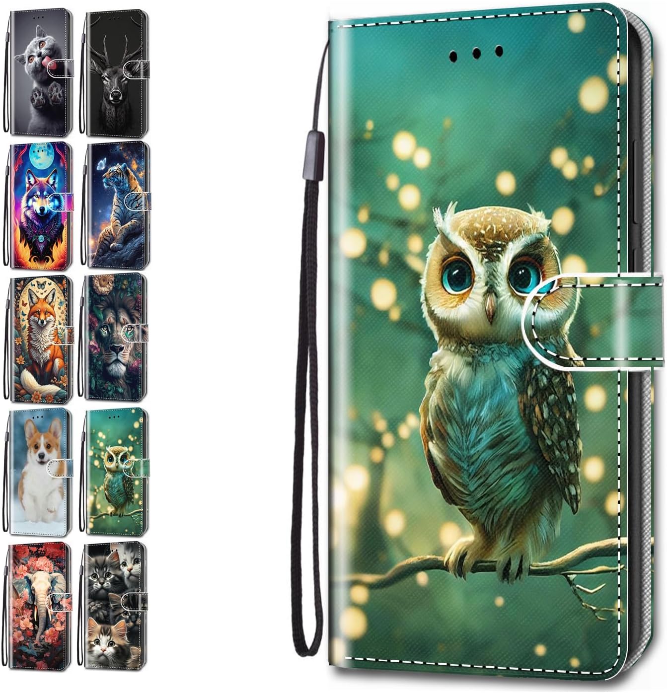 Flip Case for Samsung Galaxy J3 2017 Animal Print Pattern Design with Card Holder Leather Wallet Phone Cover for Girls Boys Women Men - Owl Tree