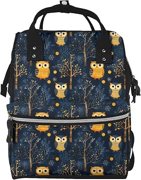 Baby Doll Diaper Bag Backpack - Woods Owl Print Mommy Bag, Tactical Infant Baby Backpack, Fashion Travel Hiking Toddler Tote Nursing Nappy Bags for Dad Mom Women Men