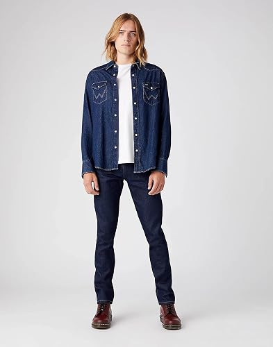 Wrangler Men's Indigood Icons 27mw Denim Shirt, Blue (1 Year), M - 2
