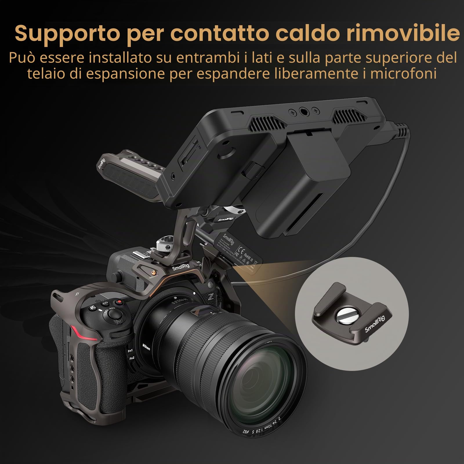 SMALLRIG "Night Eagle" Z6III Camera Cage per Nikon Z6 III, Gabbia Completa in Lega di Alluminio, con Piastra a Sgancio Rapido per Arca-Swiss e Attacco Cold Shoe per Microfono e Luce - 4521
