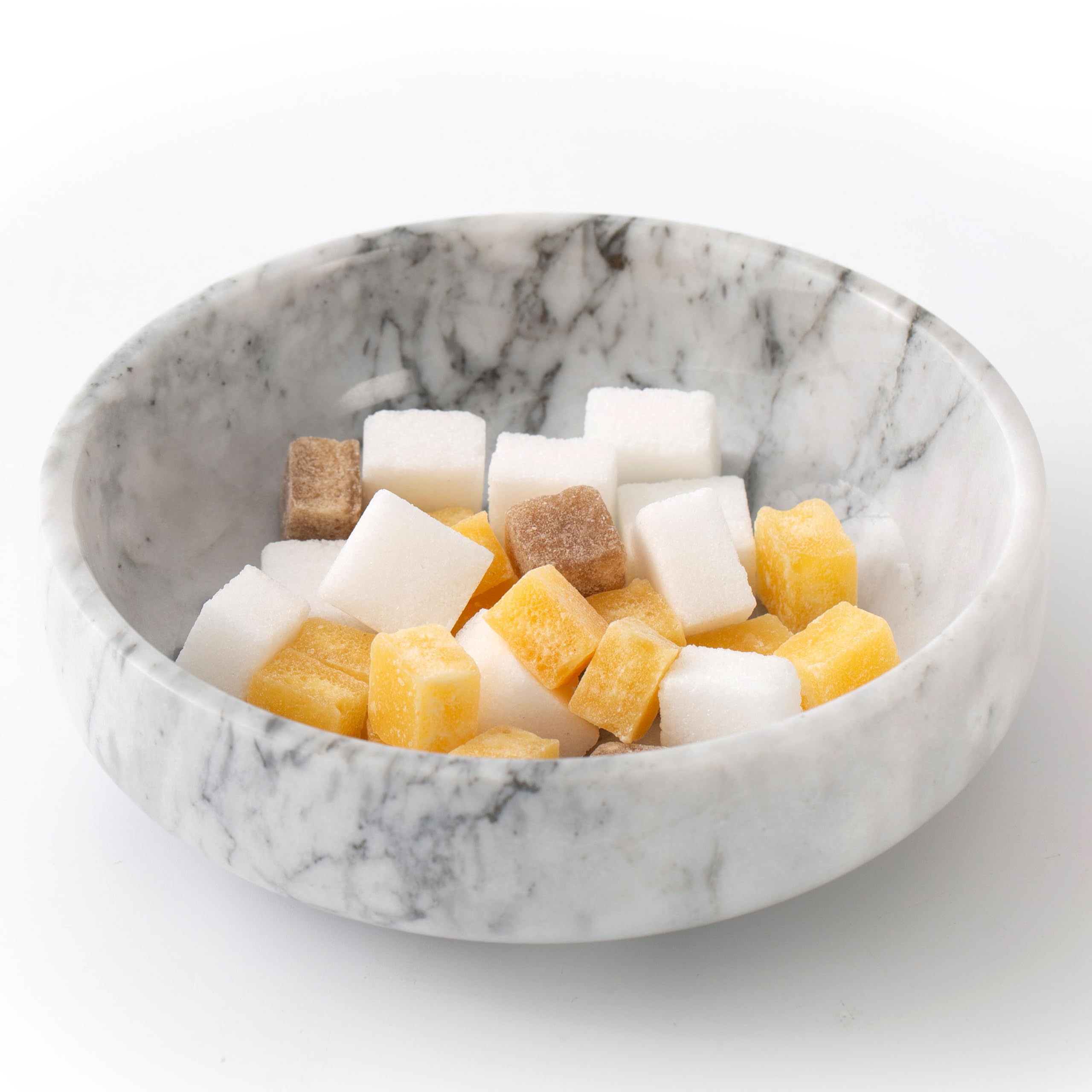 Candy Dish, Marble Candy Bowl for Office Desk, Hard Candy Dispenser Servers, Entry Way Table Home Decor, Nut Dish (White&Grey, 5.9 INCH) White&grey2