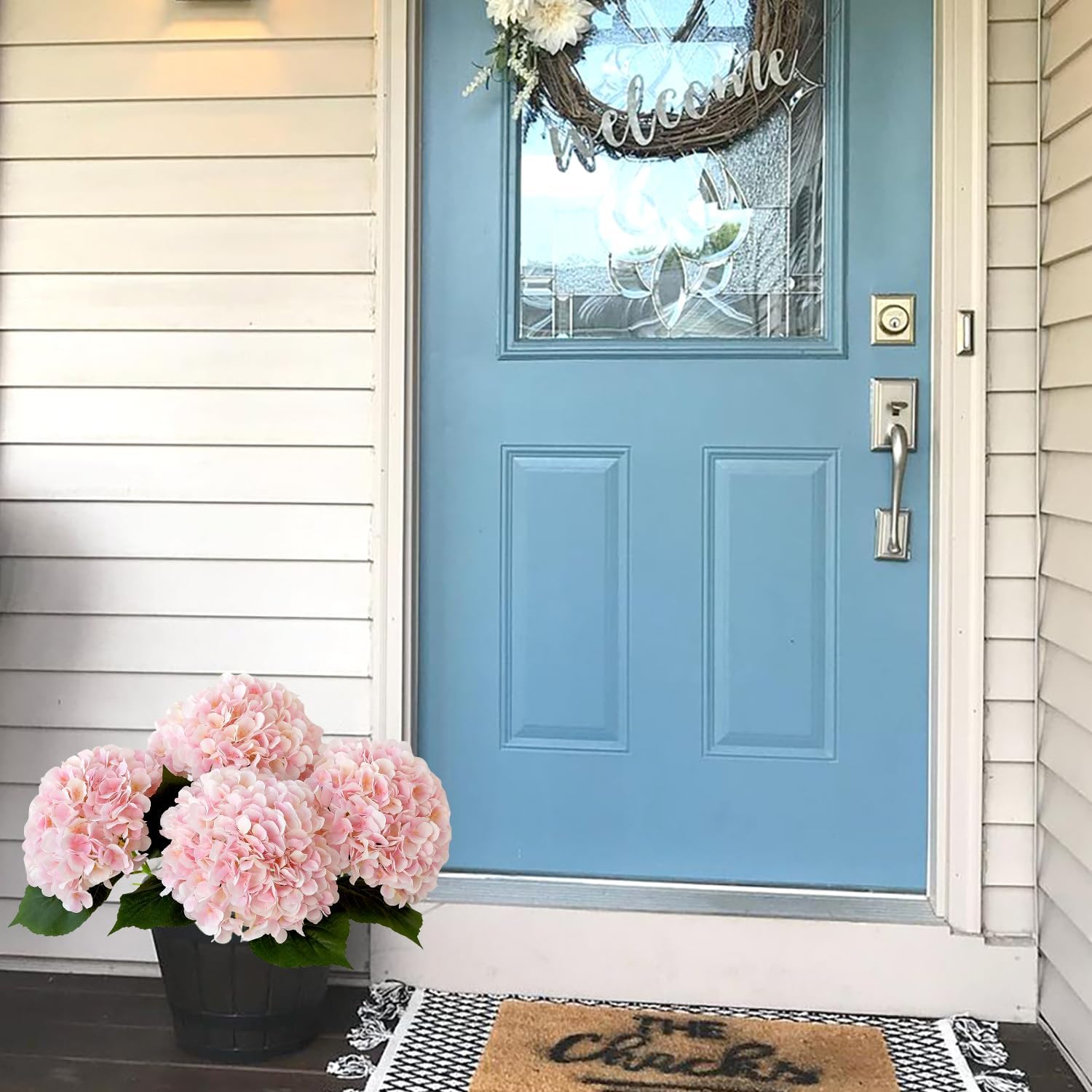 Pink Flowers Silk Artificial Hydrangeas, 4Pcs 22" Lifelike Large Silk Flowers with Stems, Artificial Flowers for Wedding Bouquet Table Centerpieces Outdoor Home - Image 4