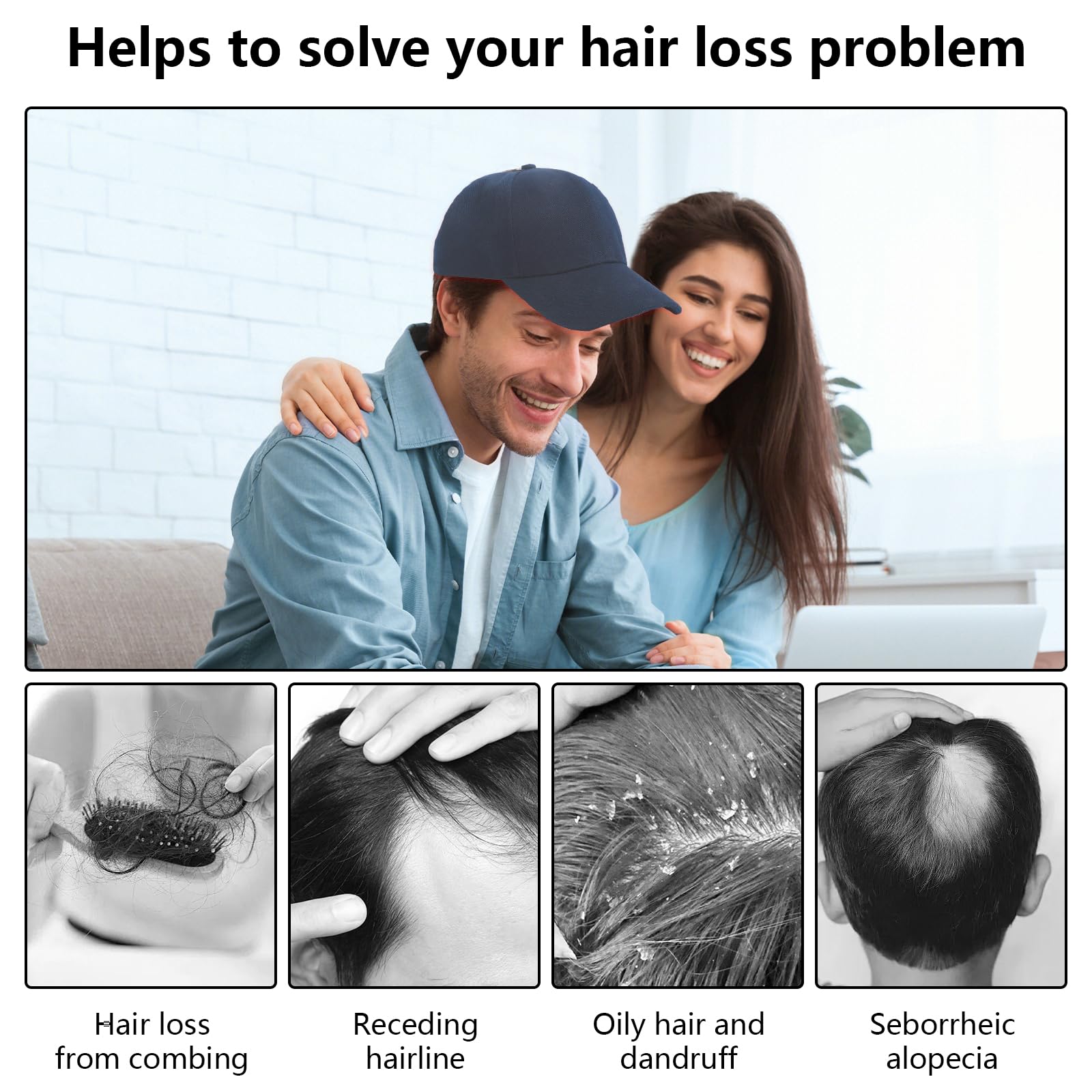 Haarwachstum Cap mit rotem und blauem Licht, 4 Modi Bestrahlung, Leichtes Design, bequem & wiederaufladbar, für tägliche Anwendung zur Haarpflege und Anti-Haarausfall