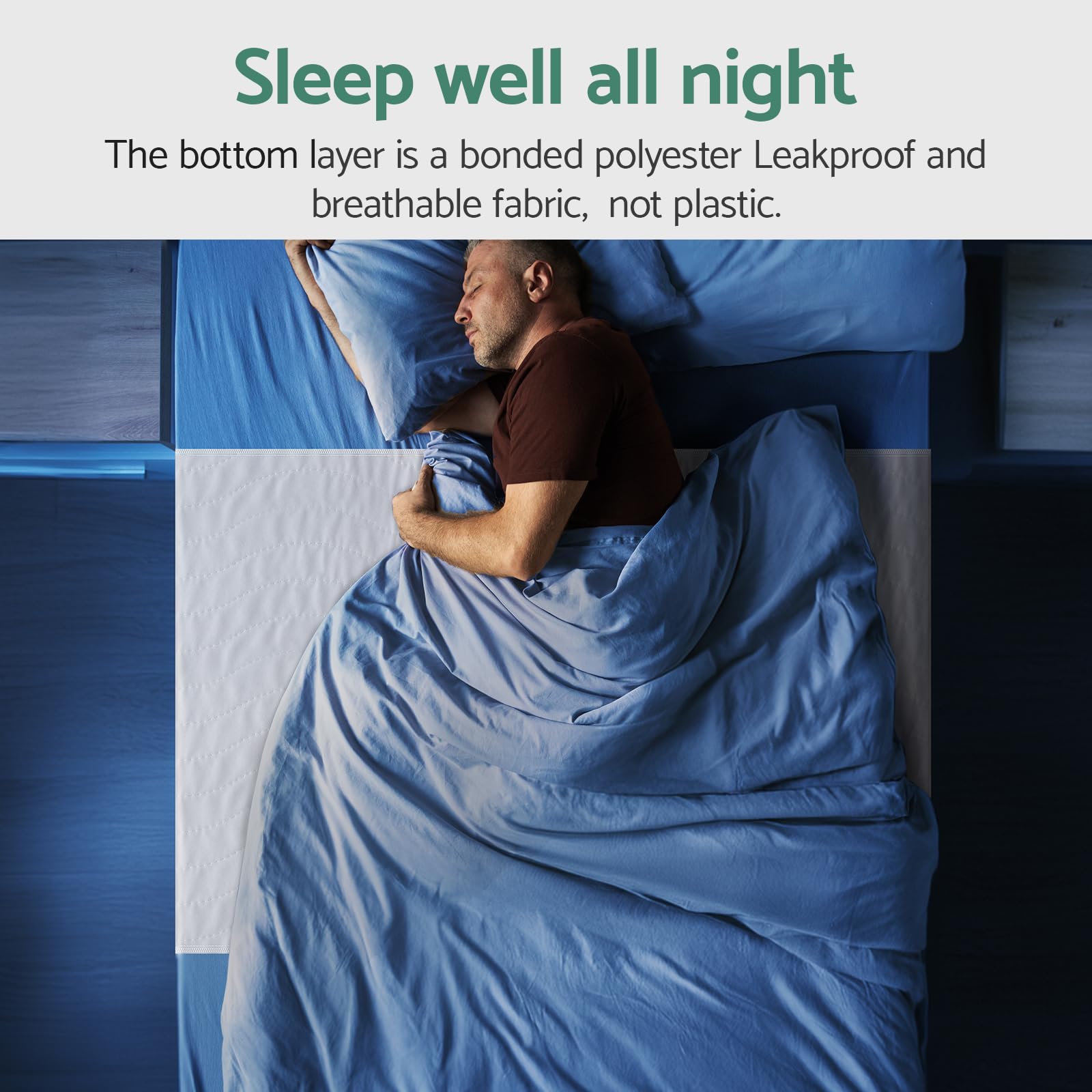 CoolShields Almohadillas de cama impermeables, 60 x 36 pulgadas, lavables, reutilizables, protector de colchón para incontinencia