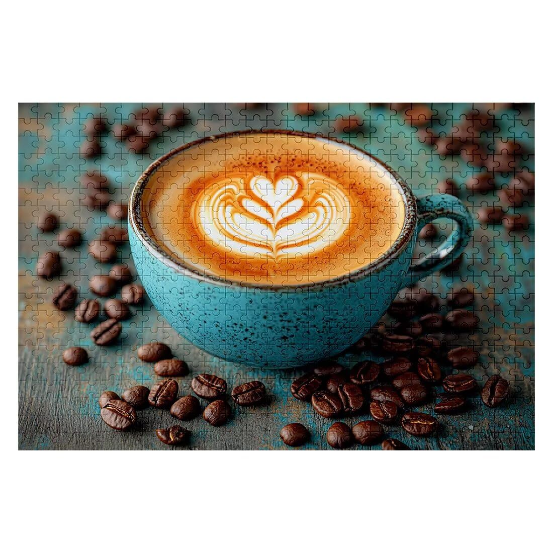 Puzzle 1500 elementów dla dorosłych, do kawy, filiżanki, klasyczne drewniane puzzle dla dorosłych, 87 x 57 cm, niepożądane wyzwanie, gra edukacyjna, gra logiczna, dla całej rodziny, relaksacyjny