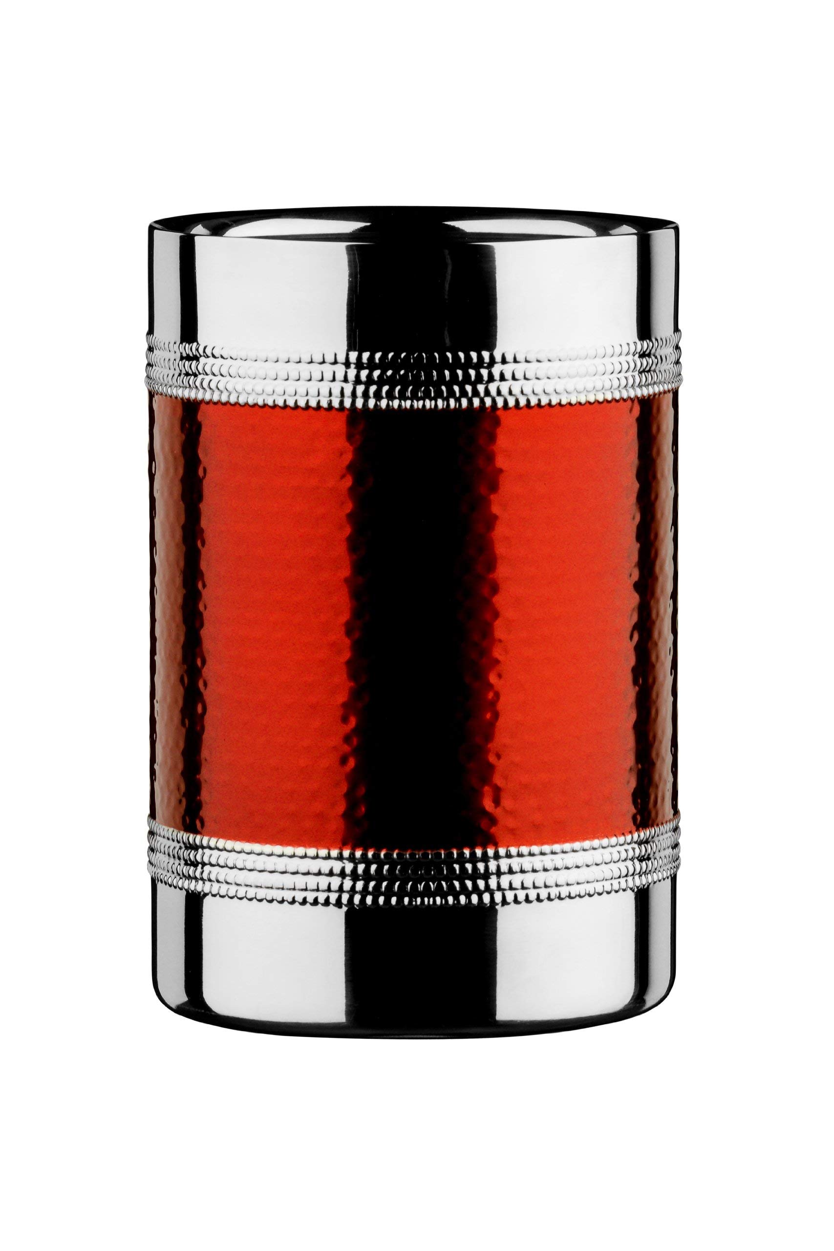 Premier Housewares Stainless Steel Hammered Bottle Cooler - Red Band - Red