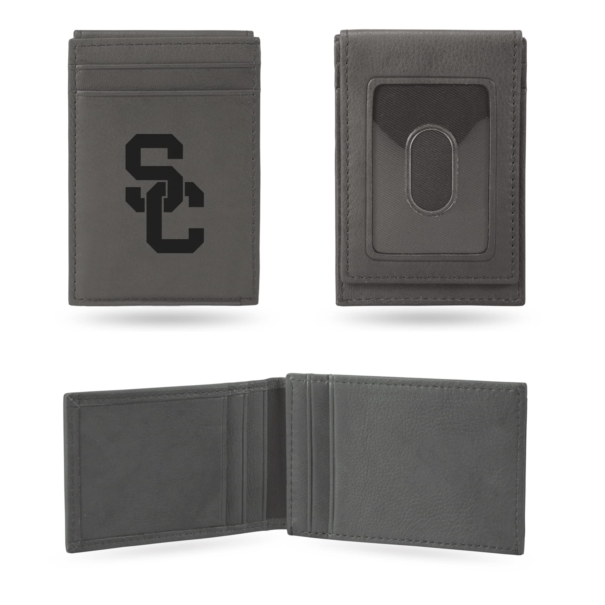 Rico Industries NCAA Gray Laser Engraved Front Pocket Wallet - Compact/Comfortable/Slim