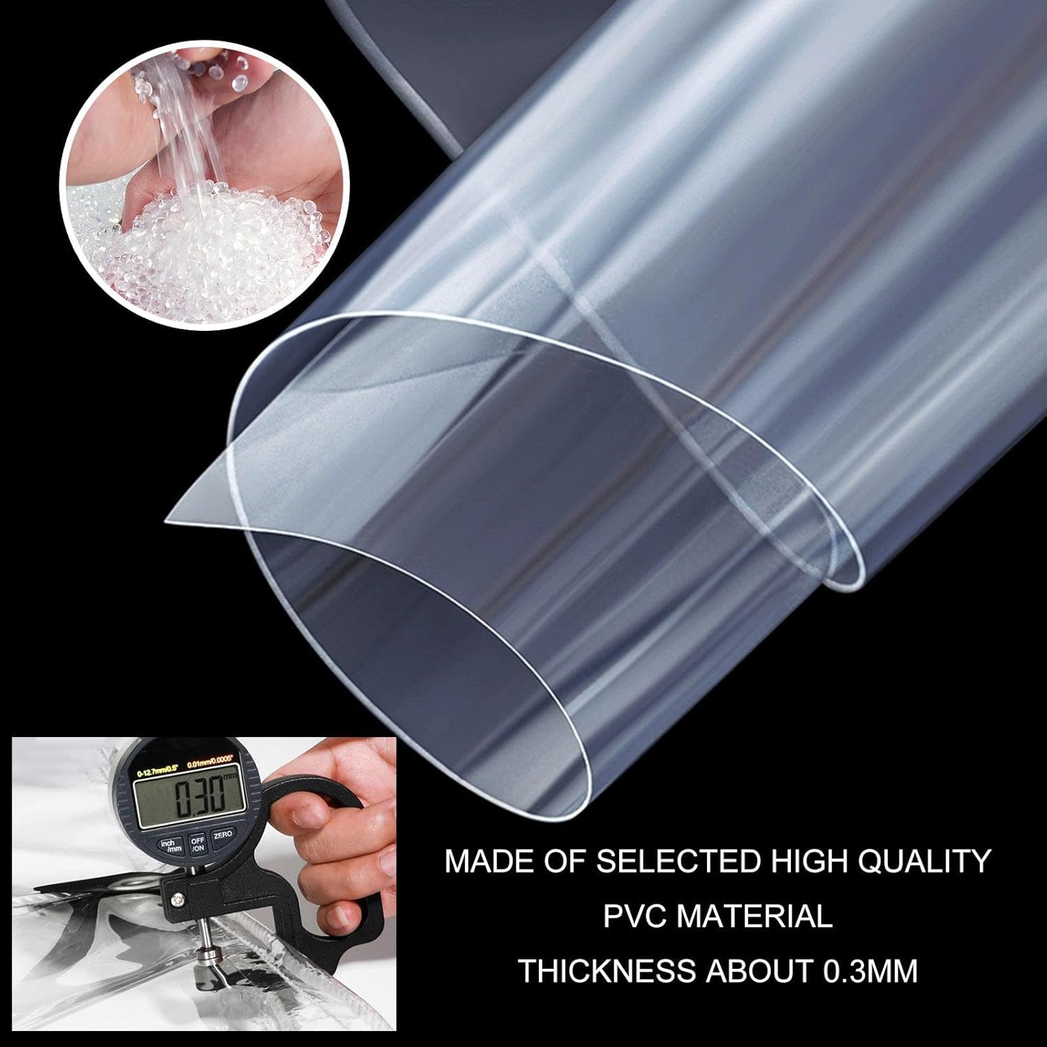 Waterproof Clear Tarps - 0.3mm PVC Transparent Curtains with Zippers and Grommets, Weatherproof Side Panels for Pergolas, Gazebos, Patios, and Carports