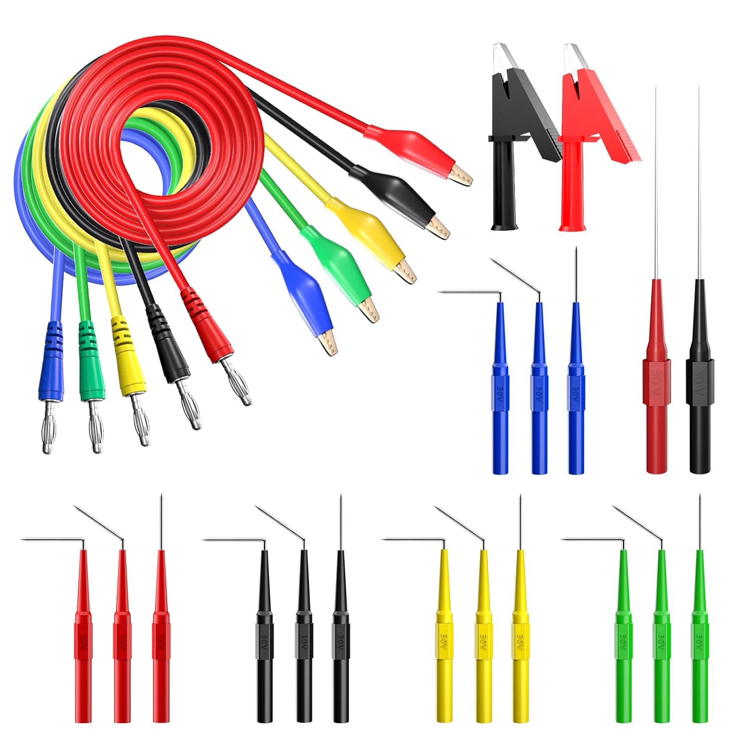 Goupchn Back Probe Kit Banana Plug to Copper Alligator Clip Automotive Test Leads Set with 3 Configurations Back Probe Pins Extended Length Probes for Car Repairing Diagnostic - Image 2