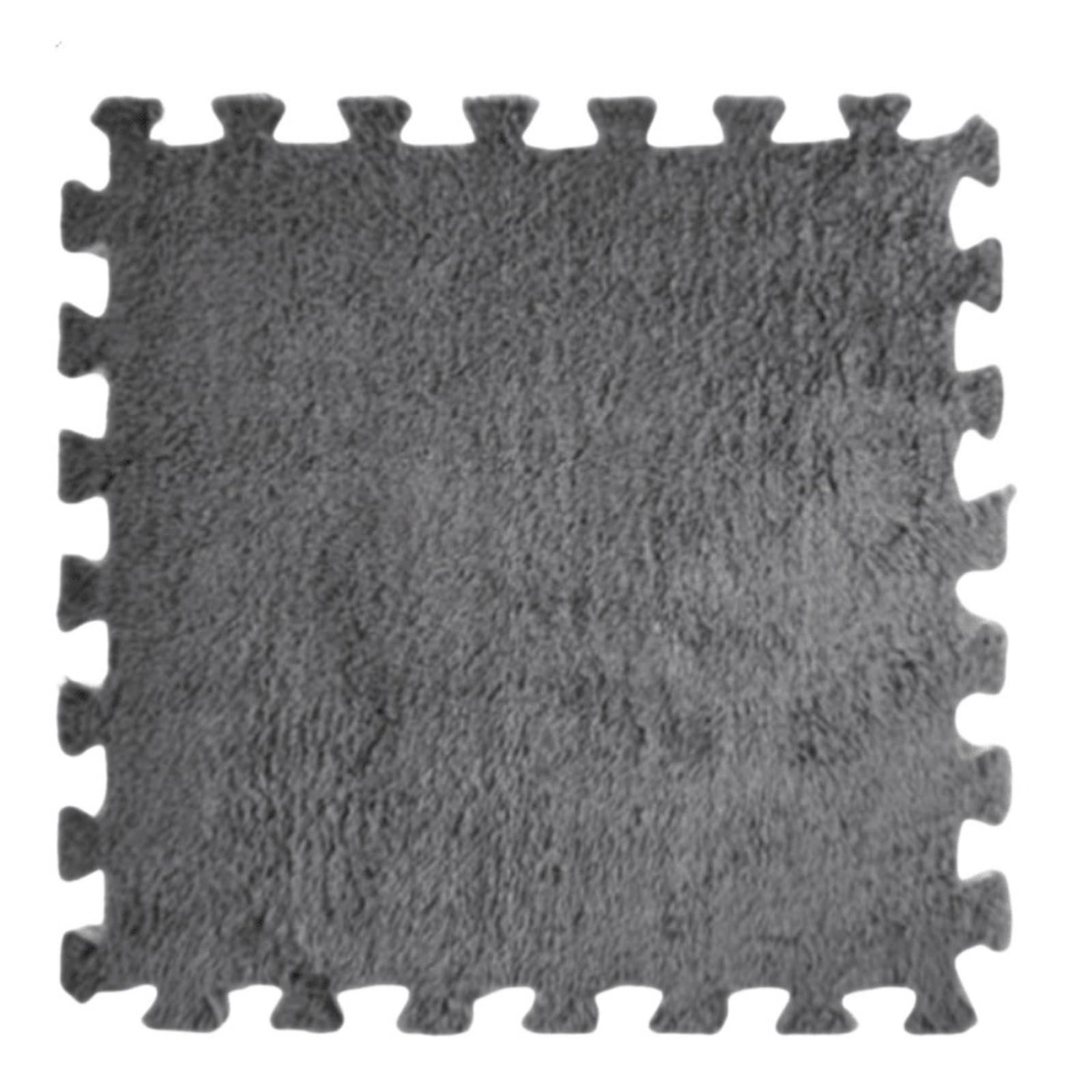 Hiseng 5/10/20 pcs Interlocking Foam Floor Tiles 30x30cm, Squares Puzzle Carpet Tiles Plush Floor Mats Soft Shaggy Foam Rug for Kids Bedroom Living Room Home Decoration (Dark Gray,5pc)