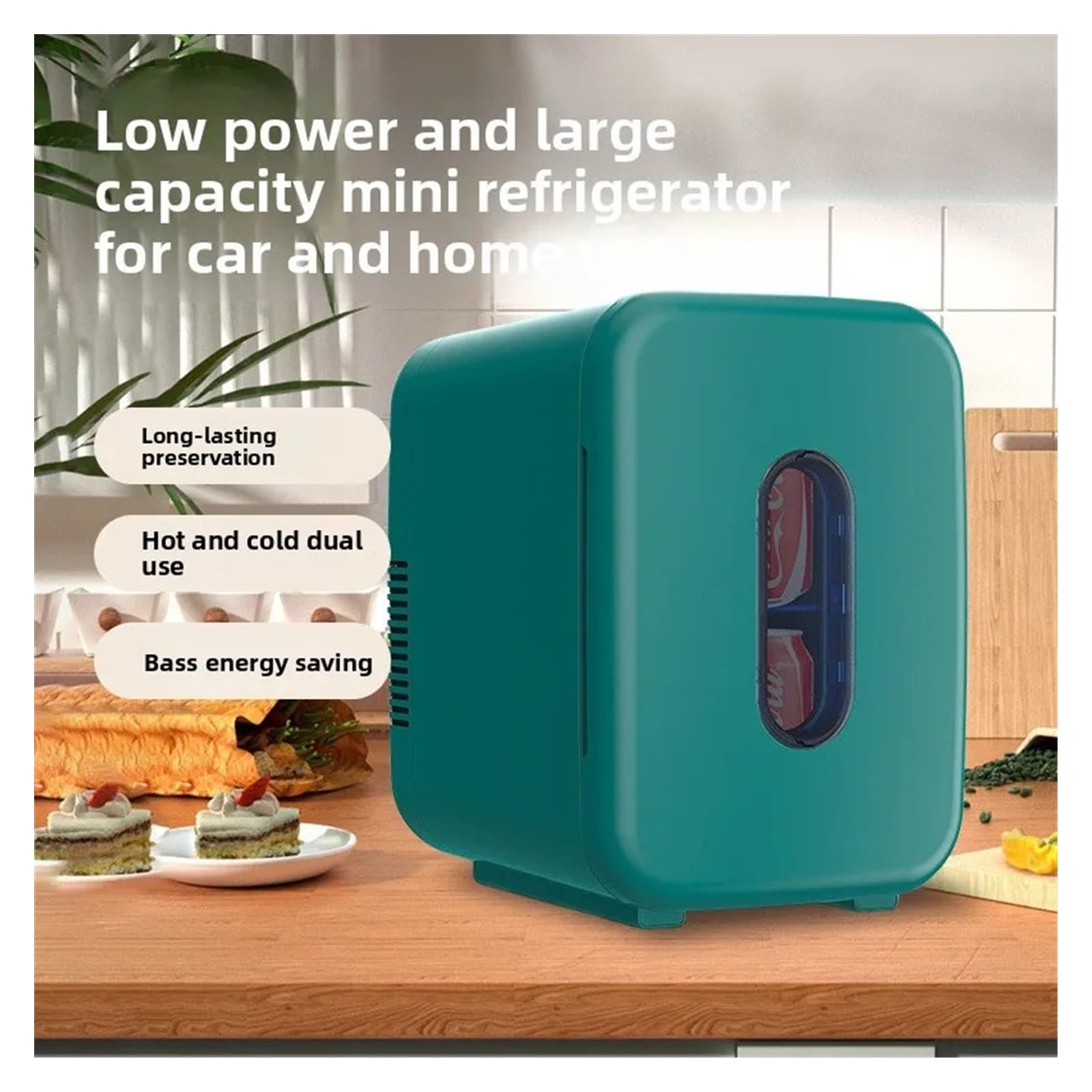 Refrigerador for Coche de 10 l, Mini refrigerador for el hogar, Doble propósito, calefacción y refrigeración, 220-240 V, 30-60 W(Only Wheel)