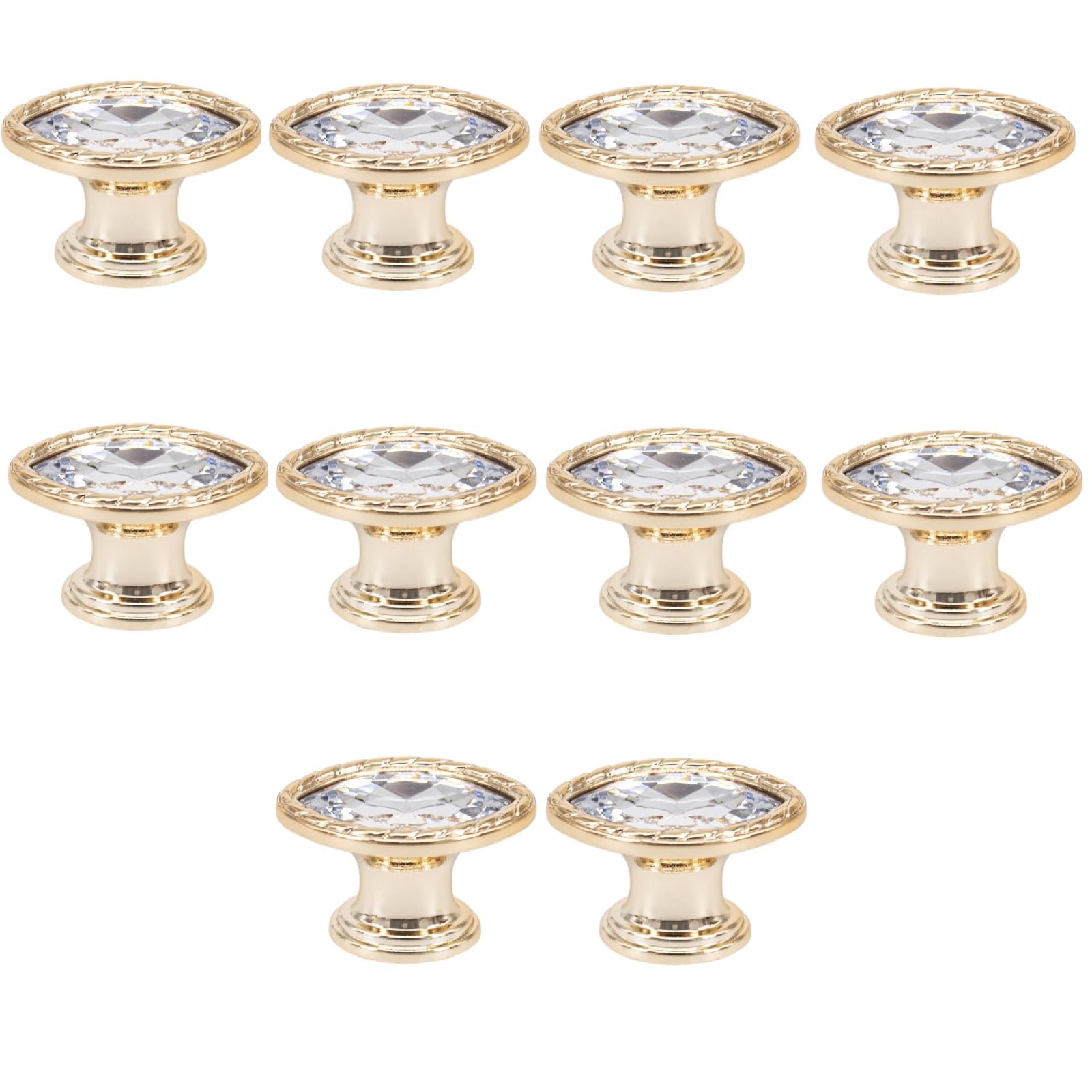 Kfgisd 8059 Gold 10 Pcs Furniture Drawer Handles And Knobs,Cabinet Knobs Single Hole Crystal Cabinet Handle,Crystal Handles(8059 Gold)