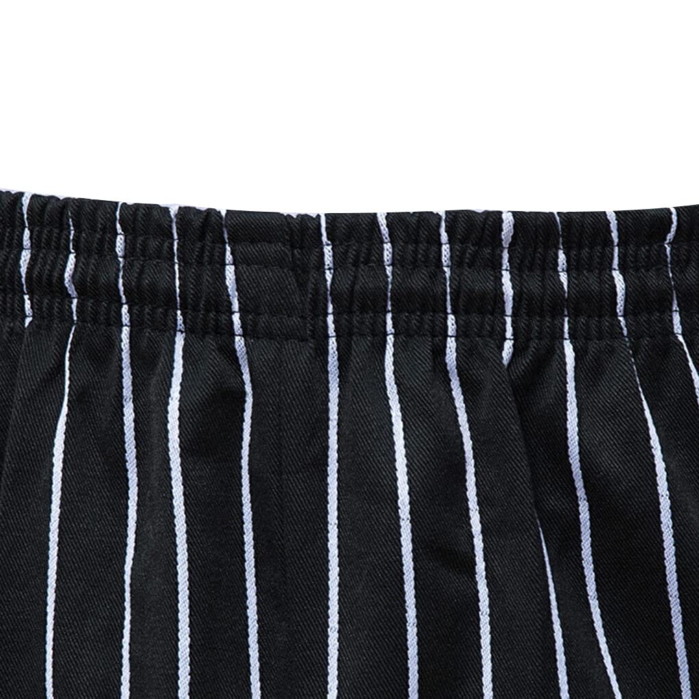 Chef Pantalon Hommes Baggy Cuisinier Pantalon Chic Serveur Travail Porter des vêtements Uniformes pour Restaurant hôtel café Cuisine 2XL Noir Blanc Rayures