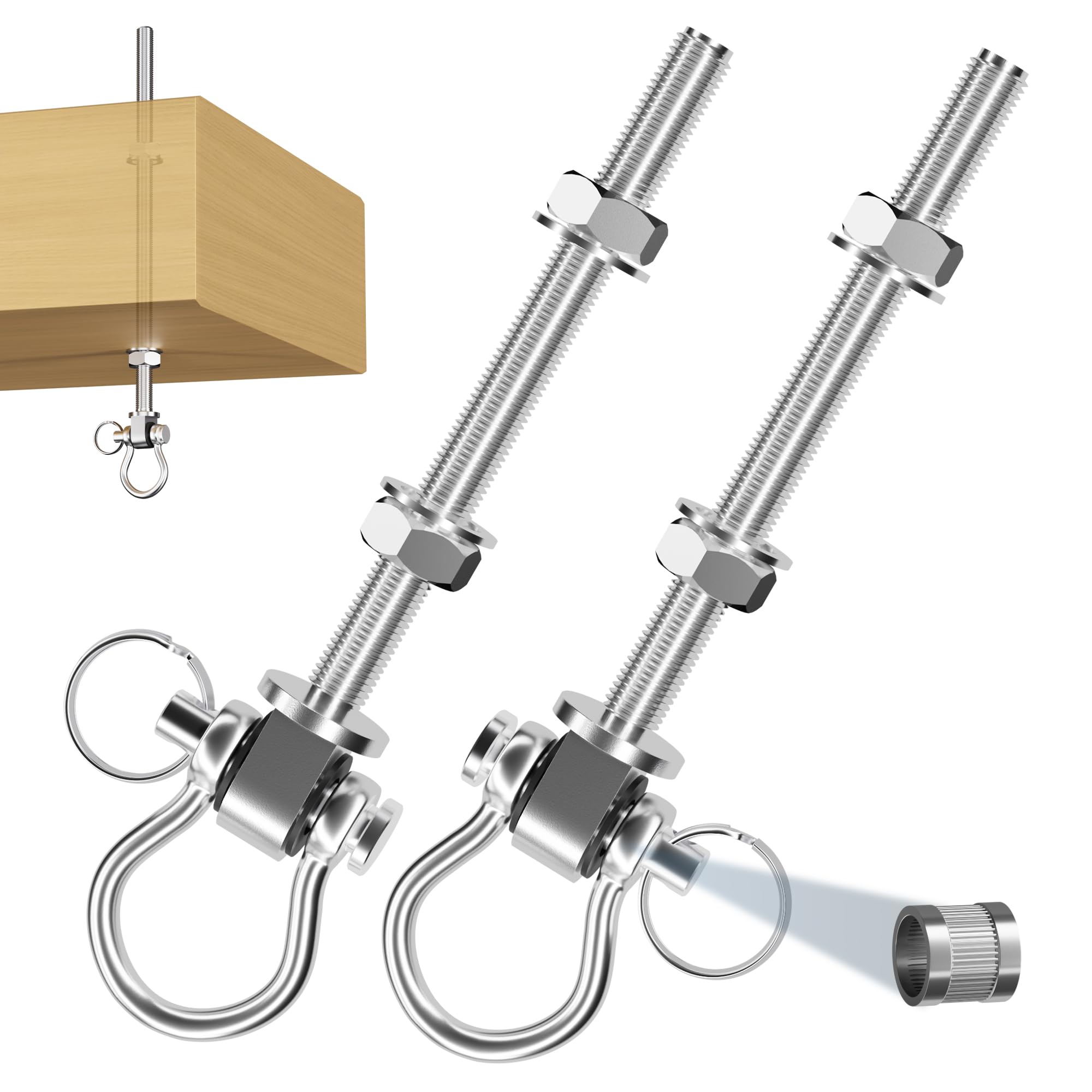 EFEALL 2 Swing Hooks Bearings, M10 x 180mm for Hammock Swing Hanging Chair
