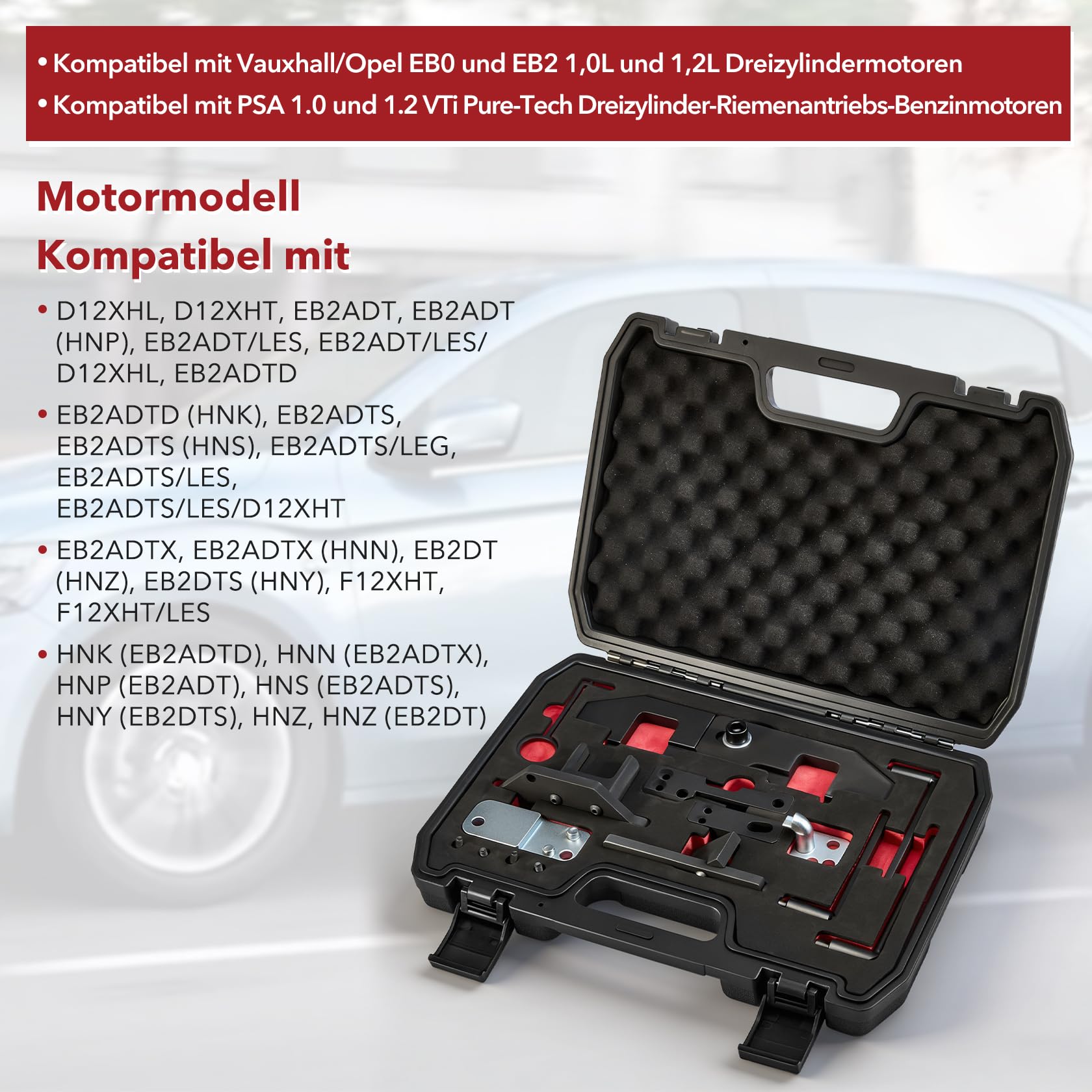 CarBole Motor Einstellwerkzeug Satz für 1.2 Vti (VVT)/GDI PureTech Benzinmotor,Zahnriemen Werkzeug Kompatibel mit Opel Peugeot Citroen,für G-0109-2E,G-0109-6,EN-52809,0109-2C/2D,109-2B,0109-2B
