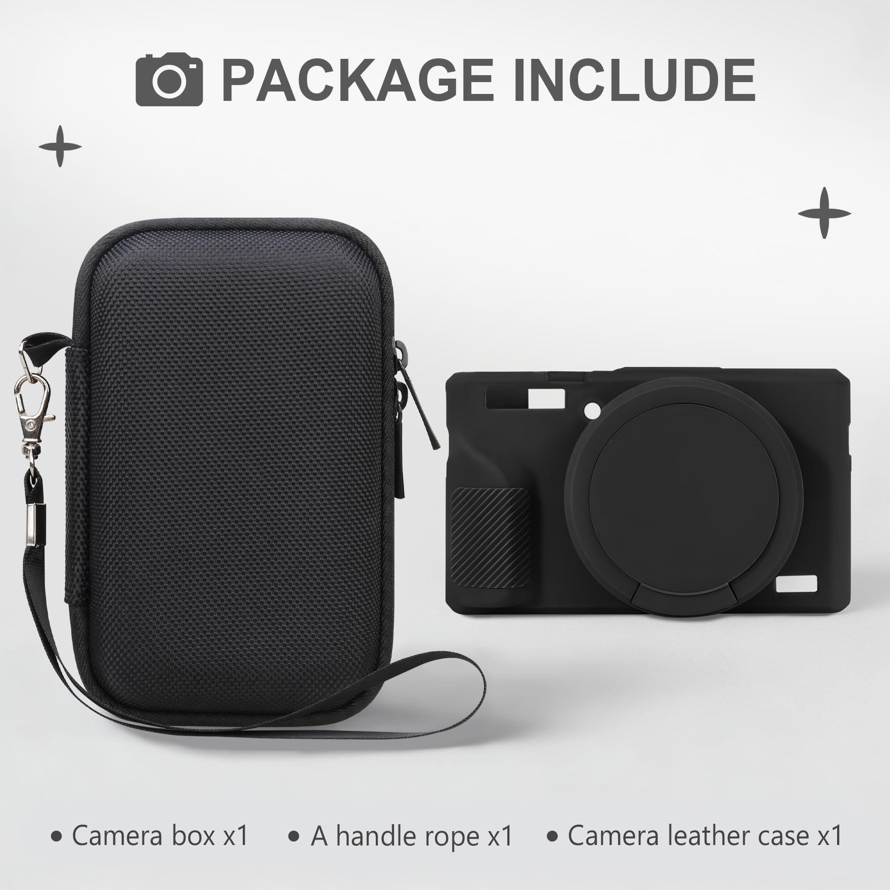 BOVKE Hartschalenkoffer + Silikonhülle für Canon Powershot G7 X Mark III Digitalkamera, Stoßfeste Eva-Aufbewahrungstasche mit Weicher Silikon-Schutzhülle, Abnehmbarer Objektivabdeckung, Schwarz