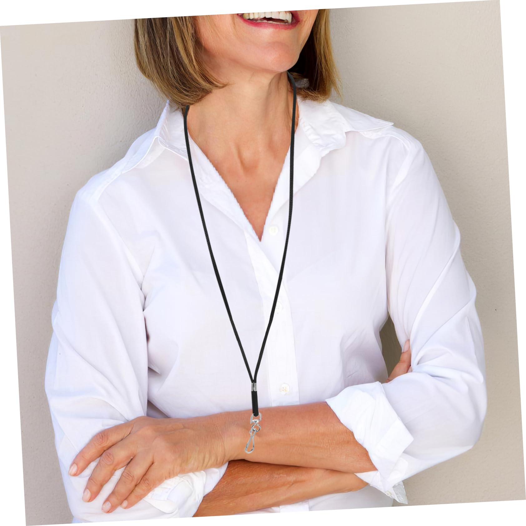 Lurrose 100 Pezzi Cordini Porta Badge da Collo Nero in Poliestere con Clip Rilascio Rapido e Fibbia Staccabile per Carte Id Lavoro e Scuola Professionale