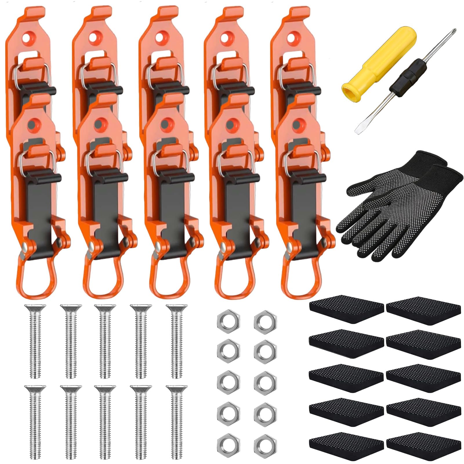 Heavy Duty Metal Rubber Shovel Mount Kit, 10Pcs 2026 Universal Shovel Holder for Truck, Multi-Functional Quick Release Axe Hold, Easy to Install, Boats Military Equipment Overlanding Gear (10, Orange)
