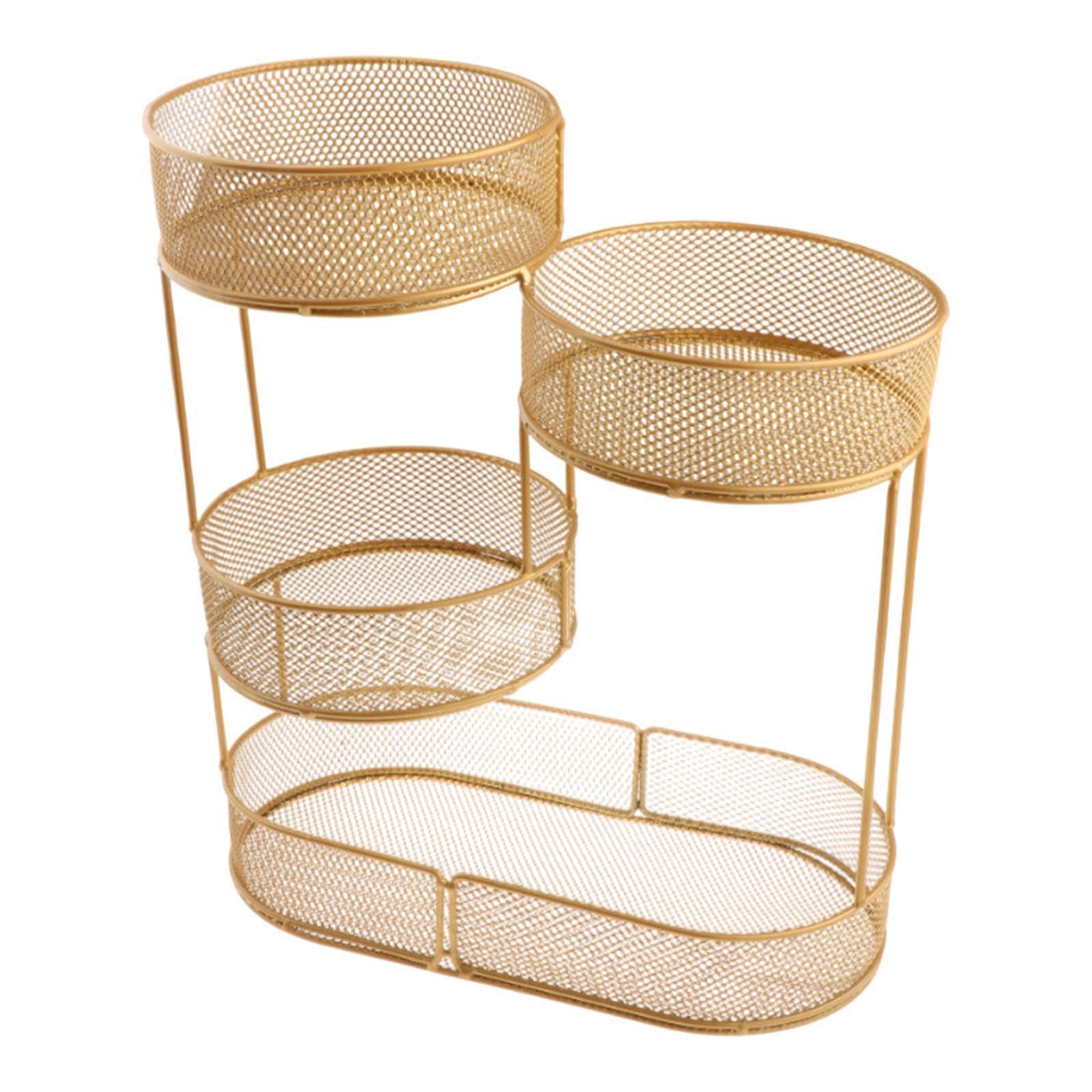 PIXZCSA 3 Tier Wire Vegetable Holder And Fruit Basket Displaying Eggs Snacks Fresh Produce And Breads Cupcake Countertop Vegetable Bowl Kitchen Countertop