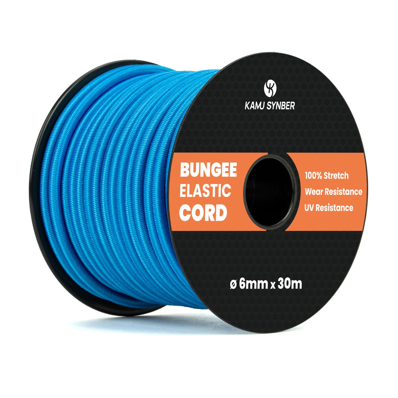 Kamu Synber Bungee Cord 6mm x 30m Elastic Shock Cord Bungee Rope for Tarpaulin Kayak, Tie Down, Camping, Blue - Image 2