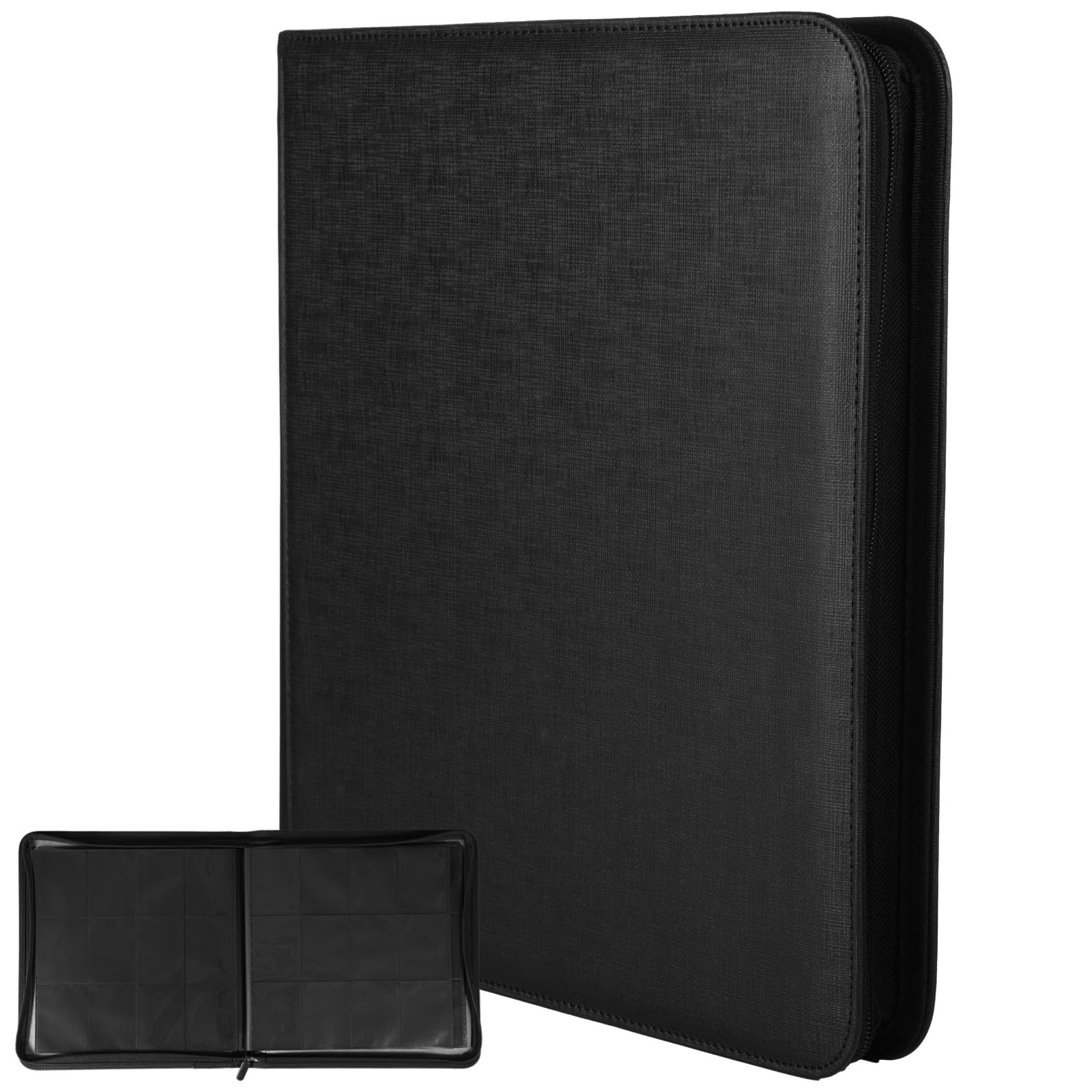 Carpeta para tarjetas coleccionables con 12 bolsillos, soporte para tarjetas de carga lateral, almacenamiento para 480 tarjetas, cubierta de piel sintética, compatible con varios juegos de cartas