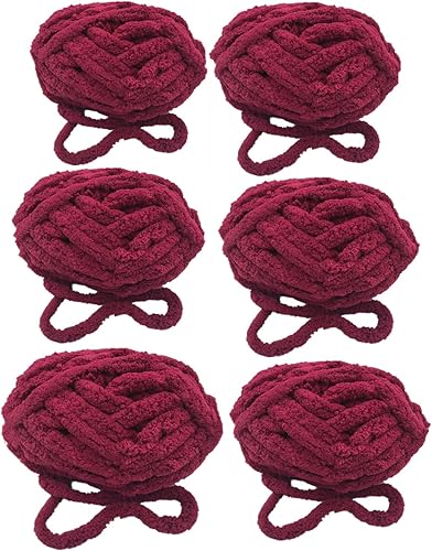 Paquete de 6 hilos de felpilla gruesos para manta, color beige, súper voluminoso, suave, grueso, esponjoso, gigante, lavable, hilo grande de