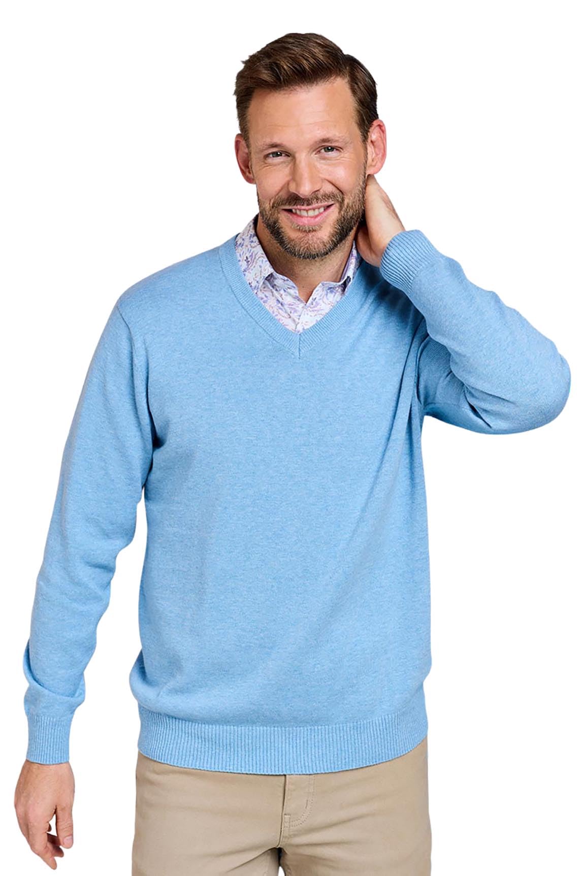 Pegasus Men's Sky Luxury Cotton V Neck Sweater 3XL