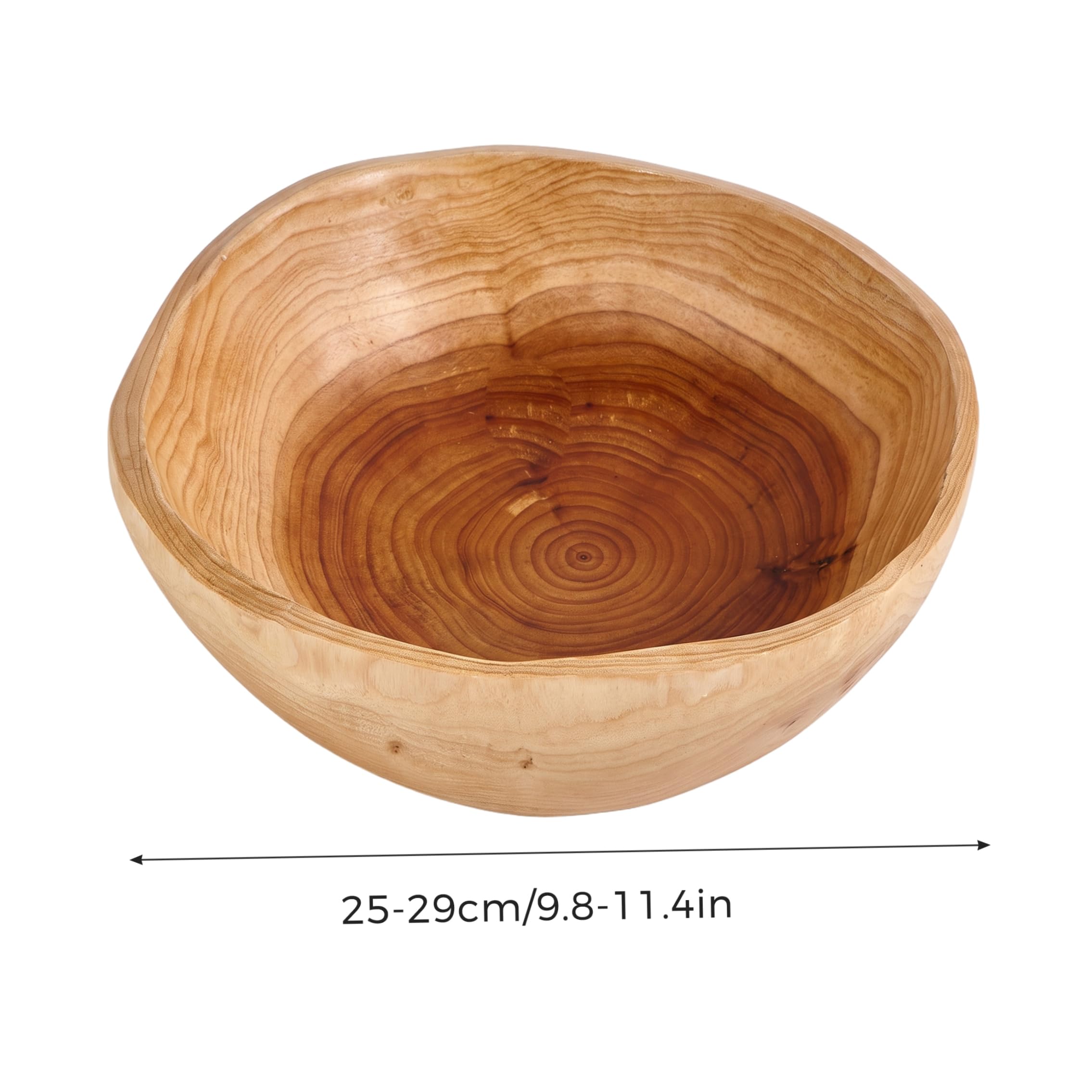Bol en bois avec bol décoratif à revêtement de grain naturel, 10-11 pouces | Lisse sans bord, construction robuste, lavage facile, convient aux fruits, salades, bijoux, clés.