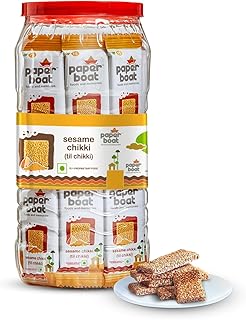Sponsored Ad - Paper Boat Sesame Chikki Jar, Original Nutritious Bar, No Added Preservatives and Colours | Gajak | Sweets | Made with Jaggery | Gazak (50 pieces, 16 grams each)