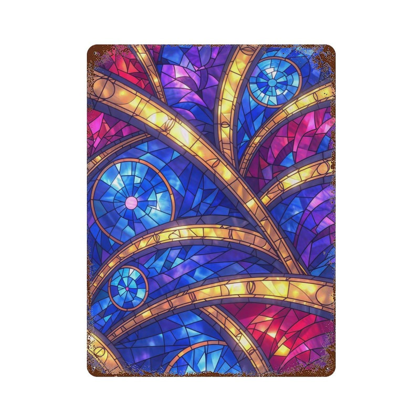 Garage Style Celestial Patterns Decorative Tin Sign 15.7"x11.8", Retro Wall Decor for Bar And Workshop