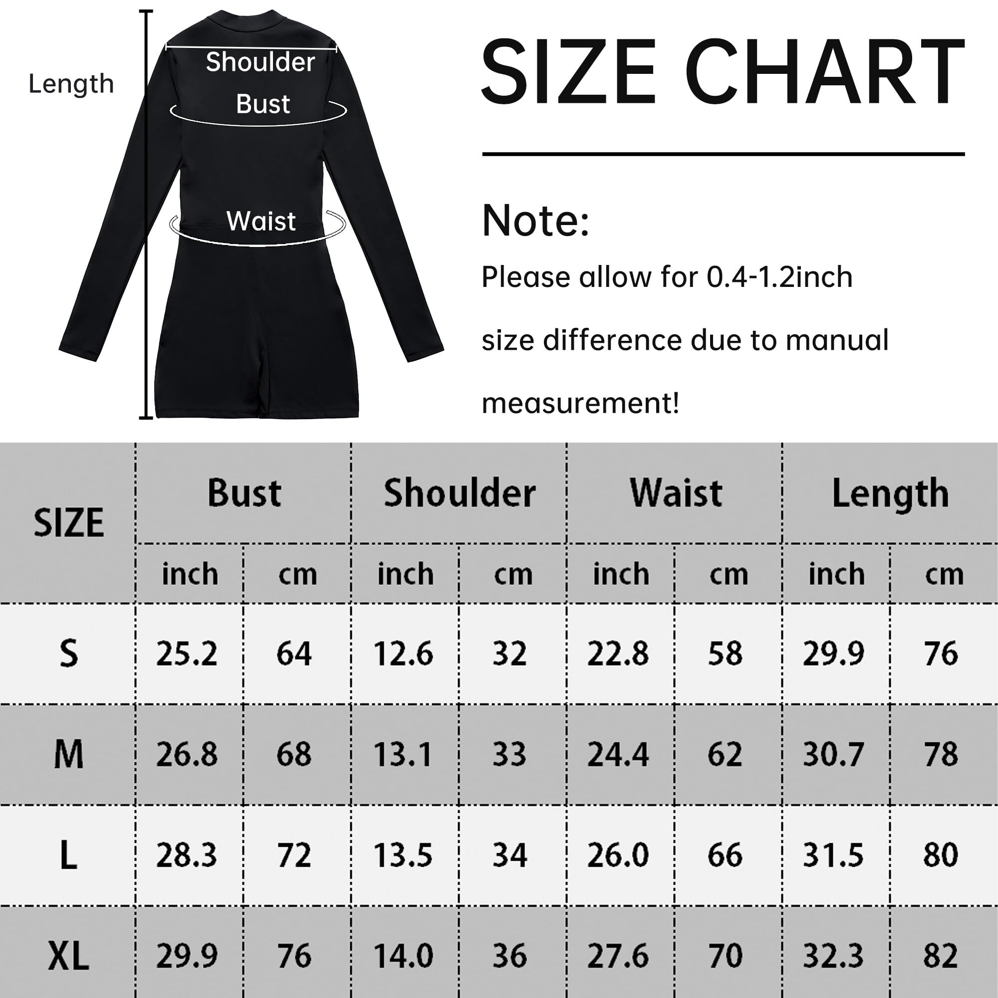 AIEOE Mujer Deporte Jumpsuit Corto De Una Pieza De Manga Larga Yoga Con Cuello Cremallera Body Playsuit Y2K Talla S-XL
