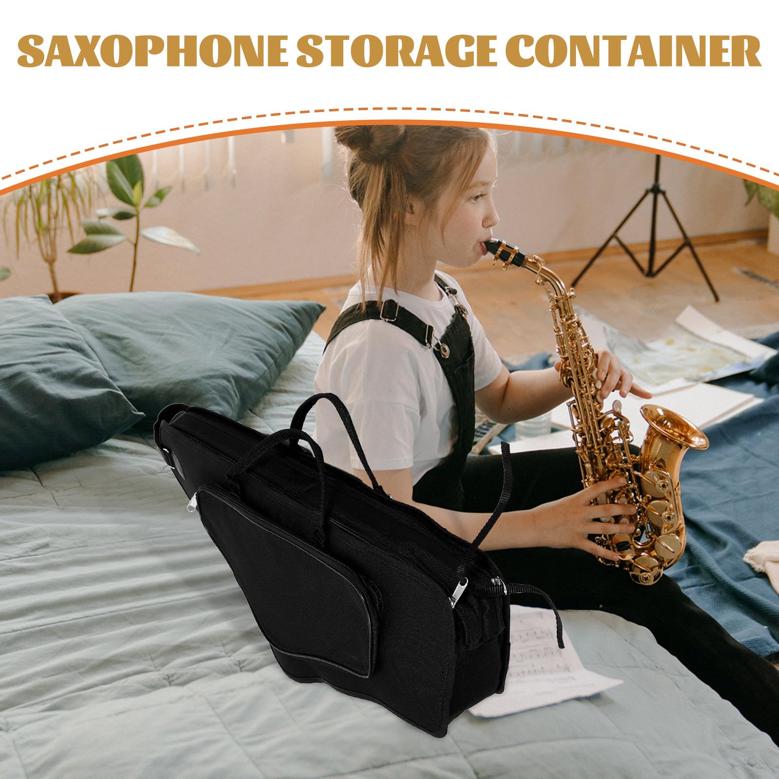 Didiseaon Custodia Per Sassofono Contralto e Imbottita Doppie Tracolle Regolabili, Borsa Portatile Per Strumenti a Fiato, Manico Rinforzato Per Trasporto Comodo e Uso All’aperto