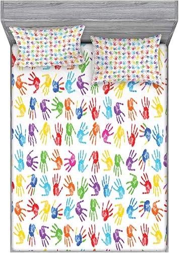 Miniatura 215 de Ambesonne Juego de sábanas bajeras y fundas de almohada, dibujos de aviones antiguos, vuelos clásicos con fechas, estilo vintage, diseño nostálgico,