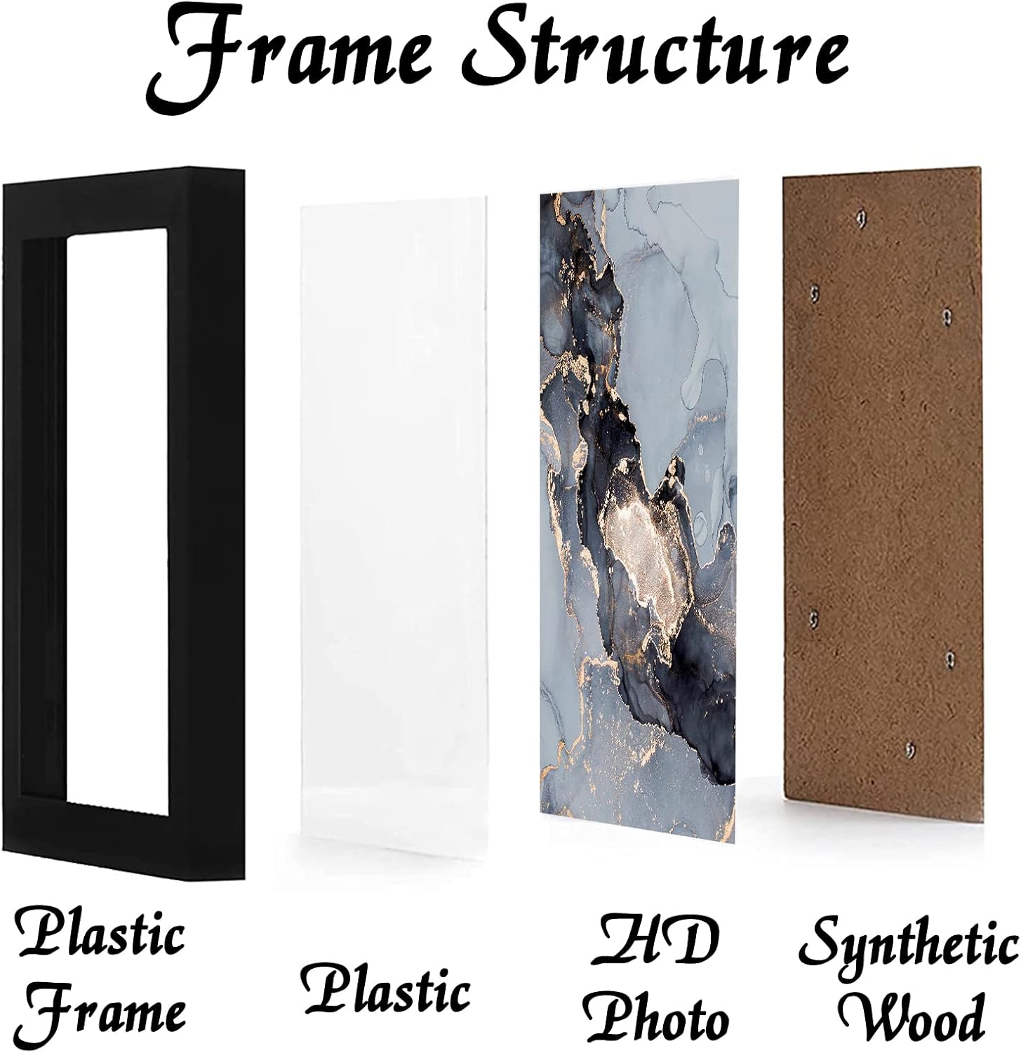 OMAIGAR 18x24 Picture Frame Set of 5, Black Photo Frames for 18 by 24 Poster Photo Canvas Certificate, High Transparent Acrylic Frame on Wall Desktop Horizontal Vertical 18 x 24