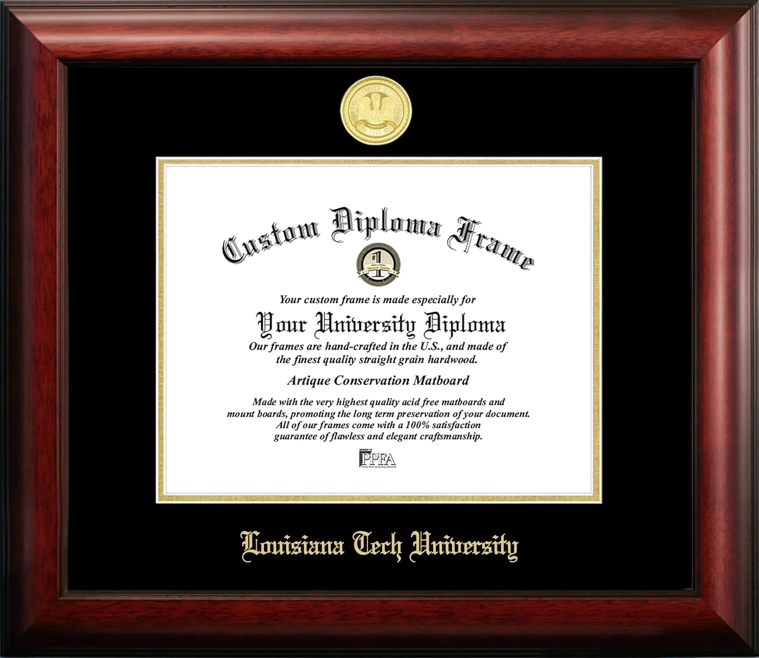 Campus Images LA988GED Louisiana Tech University Embossed Diploma Frame, 8.5" x 11", Gold