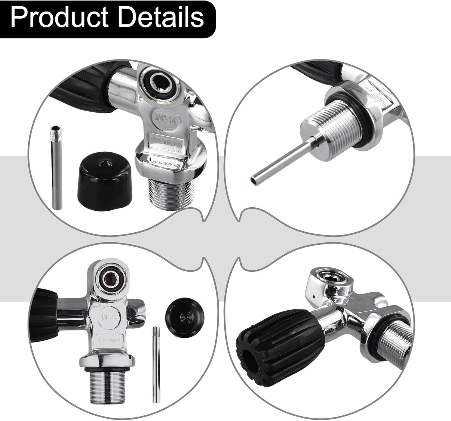 Brass Diving Tank Valve 3/4-14 Thread With Safety Relief Port For Scuba Cylinder Silver