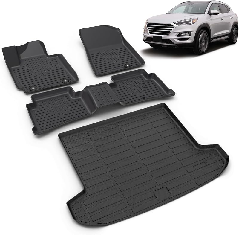 Kit de Tapetes Automotivos e Tapete de Porta-Malas em TPE para Hyundai Tucson 2016–2021, Preto