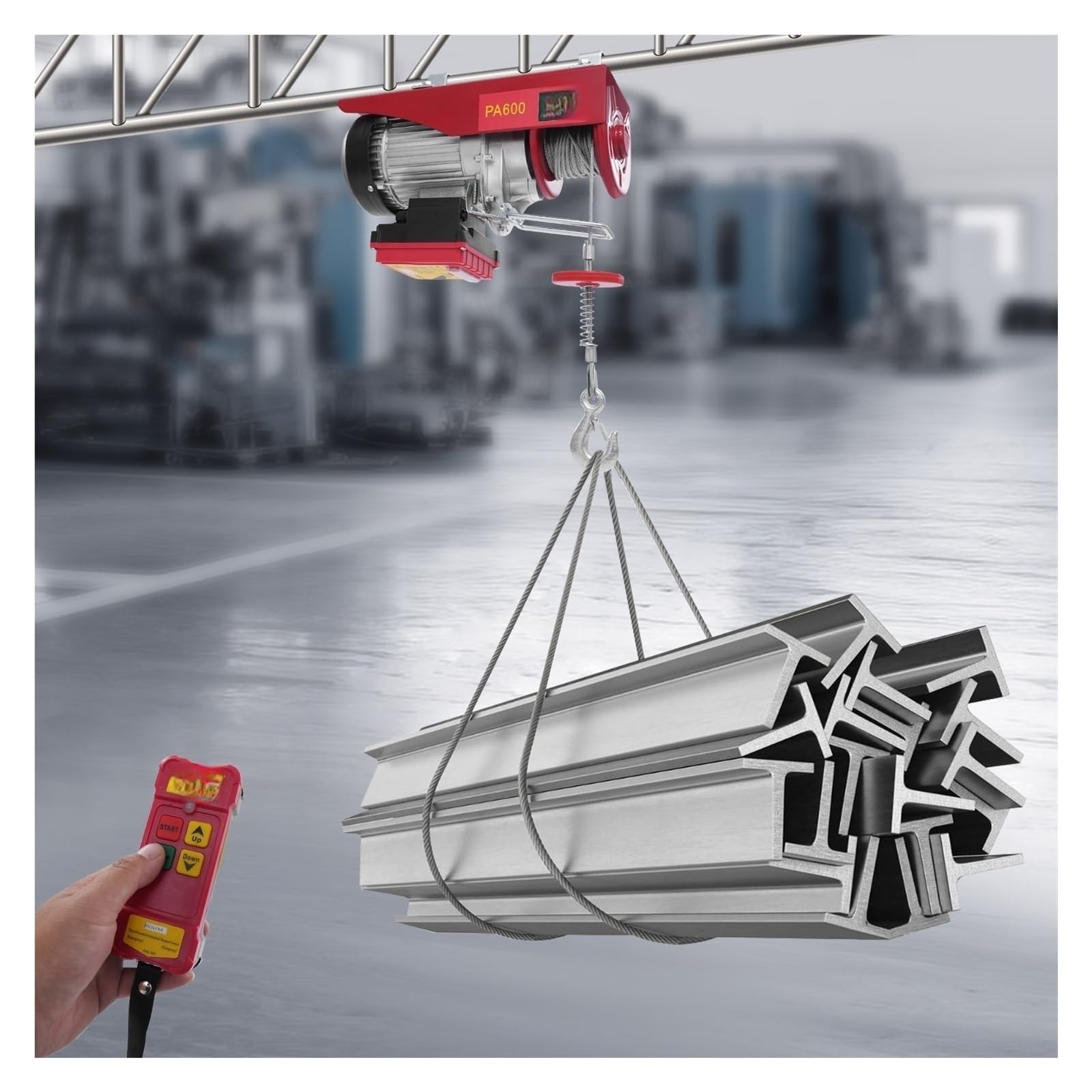 1200 W Elektro-Hebezeug, 600 Kg, Kabellose Steuerung, Elektrische Winde, Elektrischer Blockkran, Hochleistungs-Hebewerkzeug Elektrischer Hebezeug-Stützarm flaschenzug