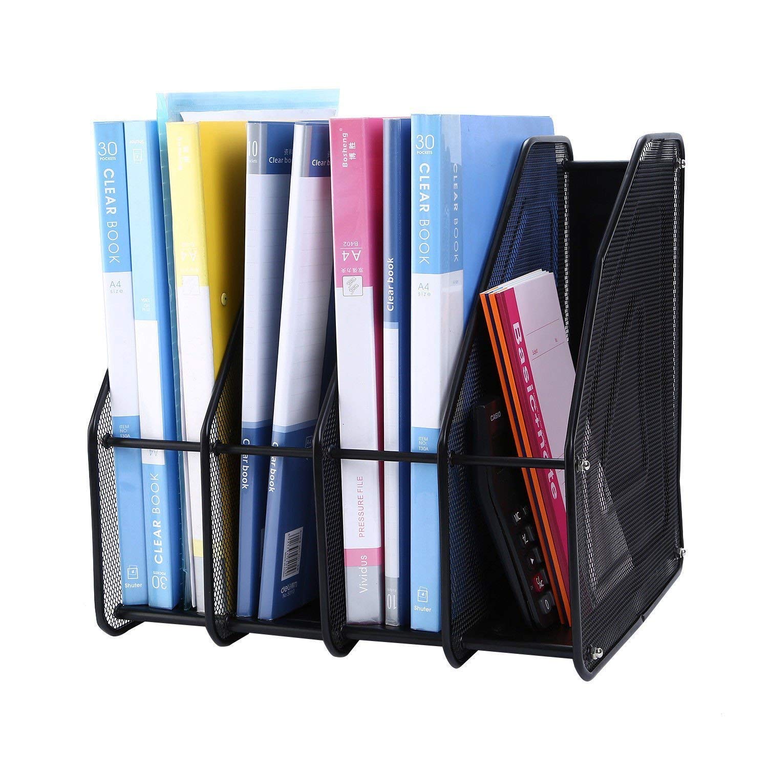 Riyanshi enterprise 4 Tier Document Tray Organizer - Durable Metal Mesh File Organizer Rack for Office, Home & Desk - Paper Holder Tray for Files, Documents, Letters, Stationery - Black Desktop-image-47