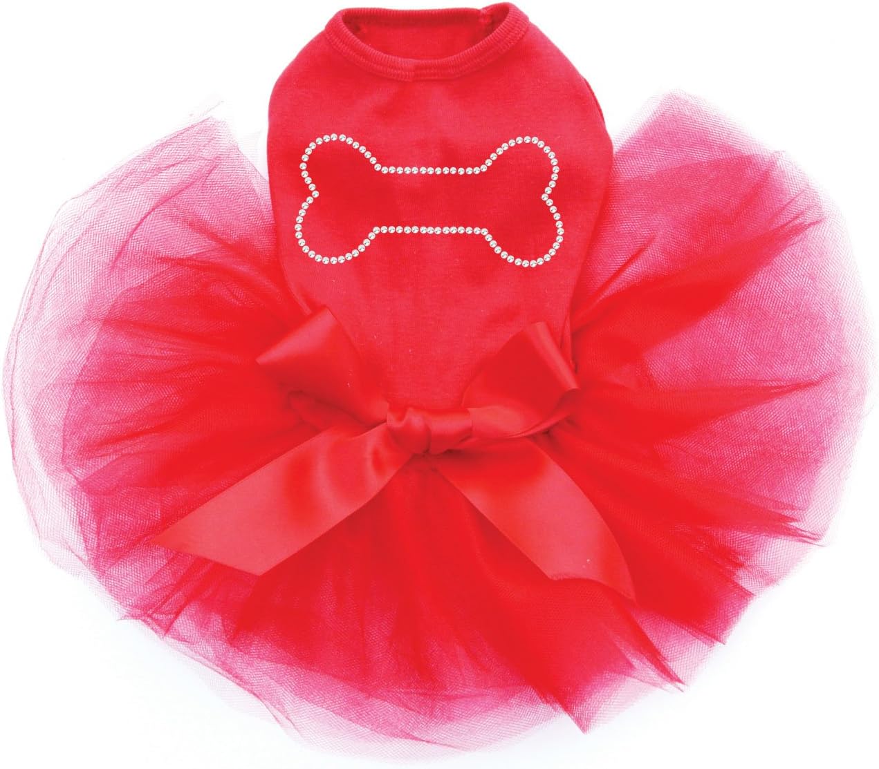 Bone - Rhinestone - Bling Rhinestone Dog Tutu Dress, XS Red