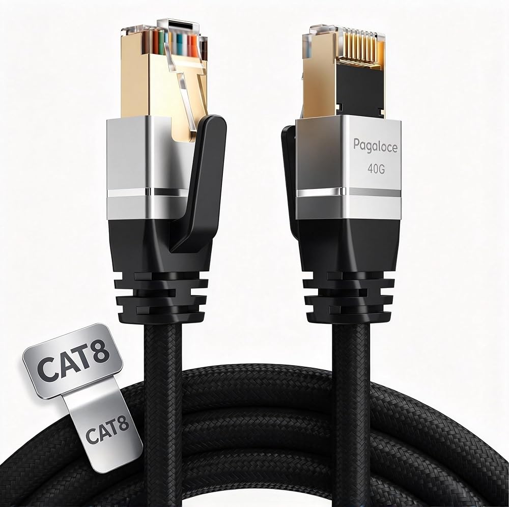 Premium Cat 8 Ethernet Cable 15FT, S/FTP Shielded 40Gbps 2000MHz RJ45 Cord — 사진 1