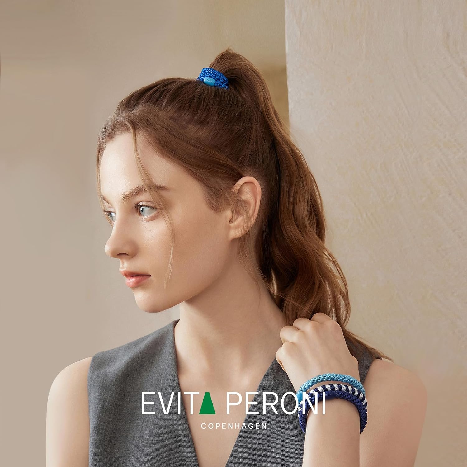 EVITA PERONI Hair Ties - 12 Pack No Damage Hair Elastics, Ponytail Holders for Thick Hair - Secure Hold for Yoga, Gym, Workout - Ideal for Women's Day Gifts - Ocean Blue