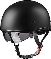 Vista 1 de AHR Half Helmet with Sun Visor, Quick Release Buckle Half Face Warrior Motorcycle Helmet for Bike Chopper Cruiser DOT Approved, Run-D