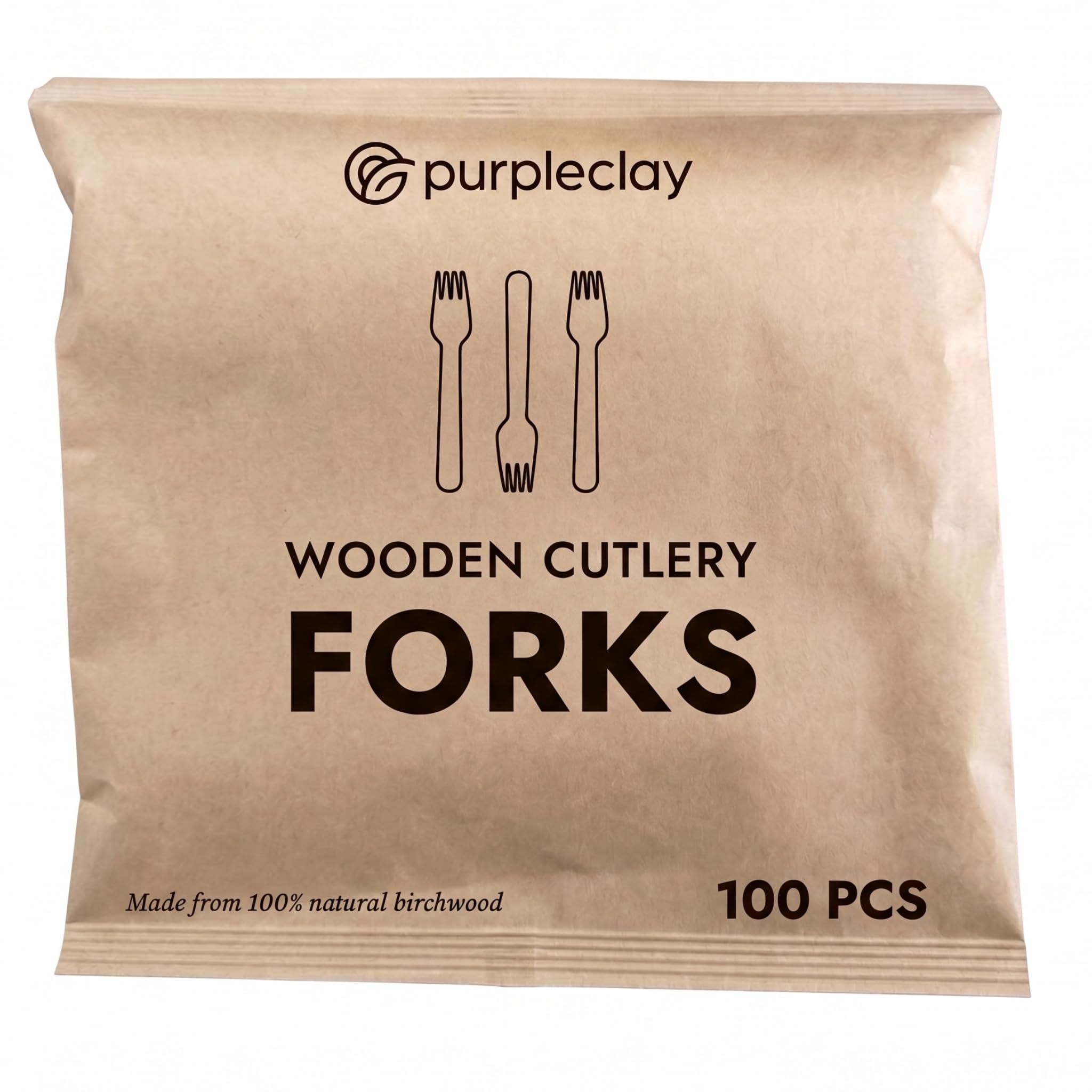 PurpleClay Wooden Disposable Cutlery Set - 120 PCS -18