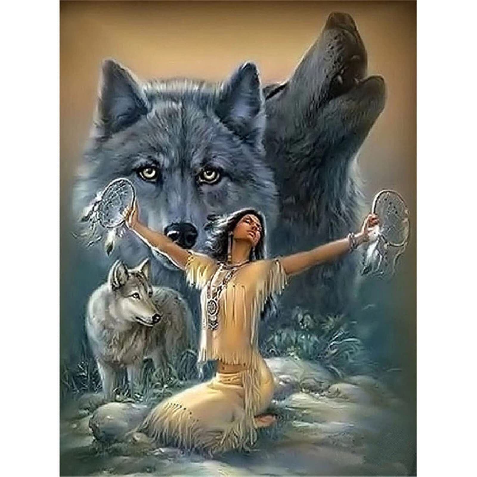 5D Diamond Painting Loup De La Jungle, Peinture Diamant 5D Complet Pour