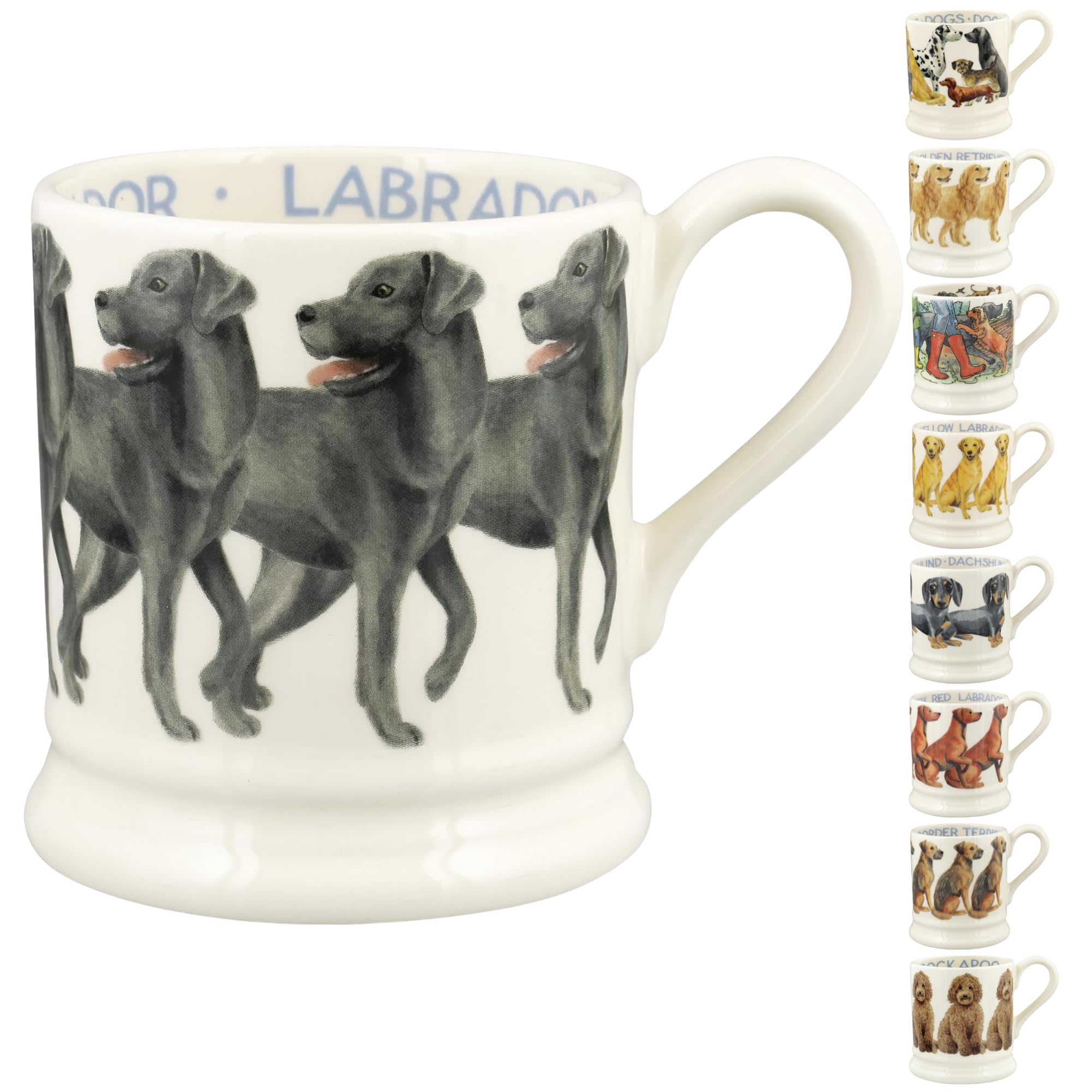 Emma Bridgewater | Black Labrador 1/2 Pint Mug - Unique Handmade & Hand Decorated English Earthenware Tea/Coffee Mug