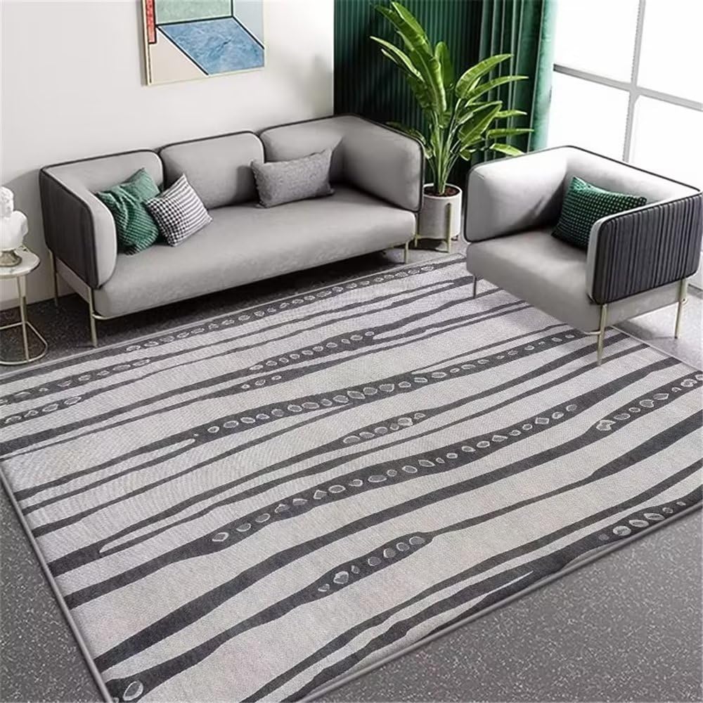 Petit tapis chambre à coucher et grand tapis enfant rayures grises 40x60